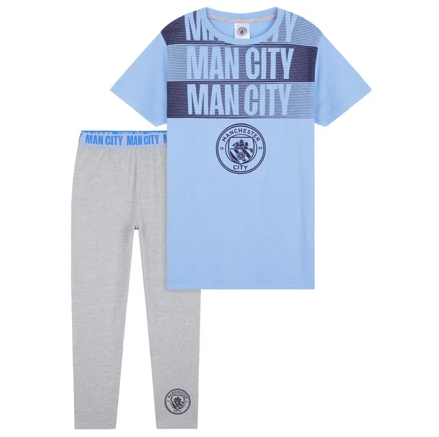 man-city-ensemble-pyjama-gar-on-coton-bleu-gris-5-14-ans image 1
