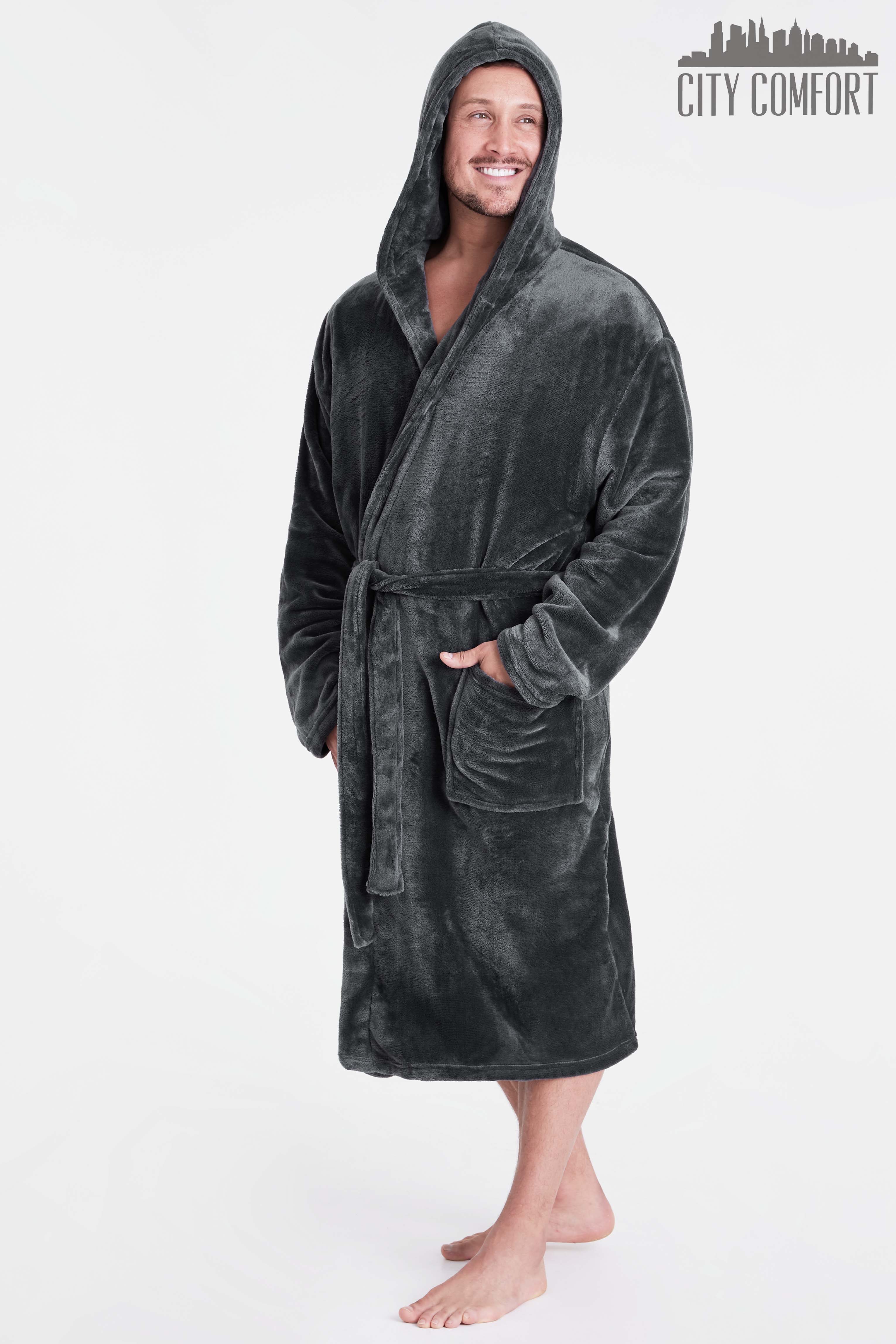 get-trend-peignoir-homme-capuche-polaire-doux-poches image 3