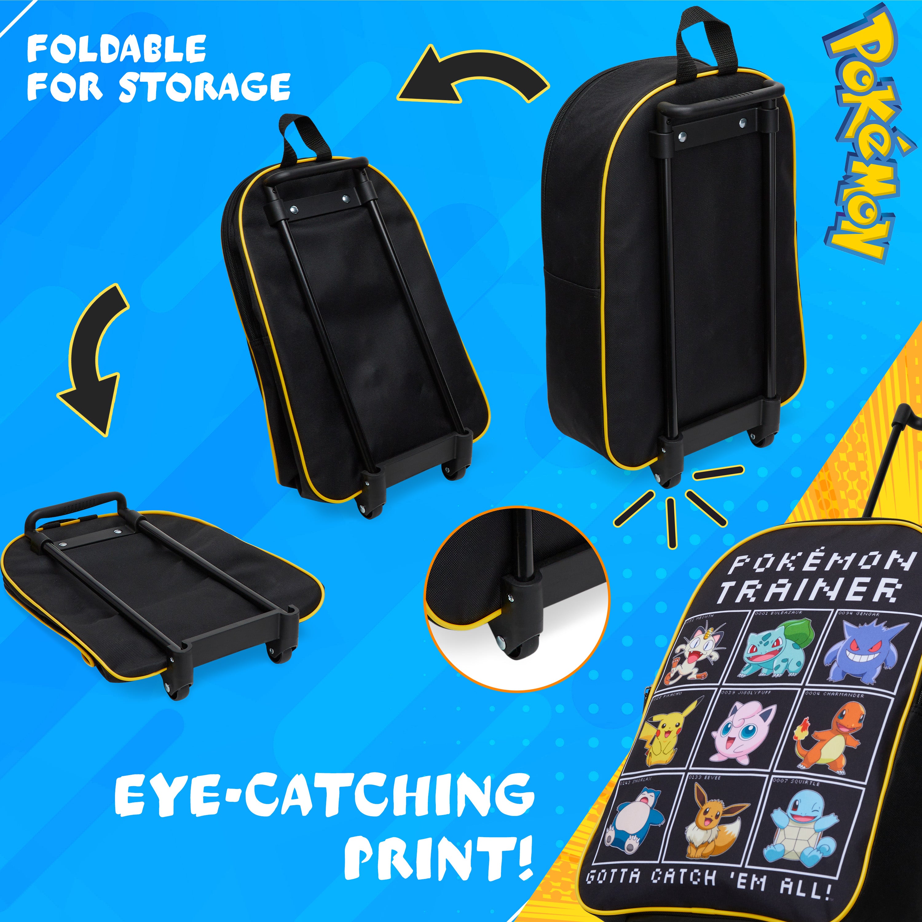 pok-mon-valise-trolley-enfant-10-5-l-noire-pliable-2-roues image 6