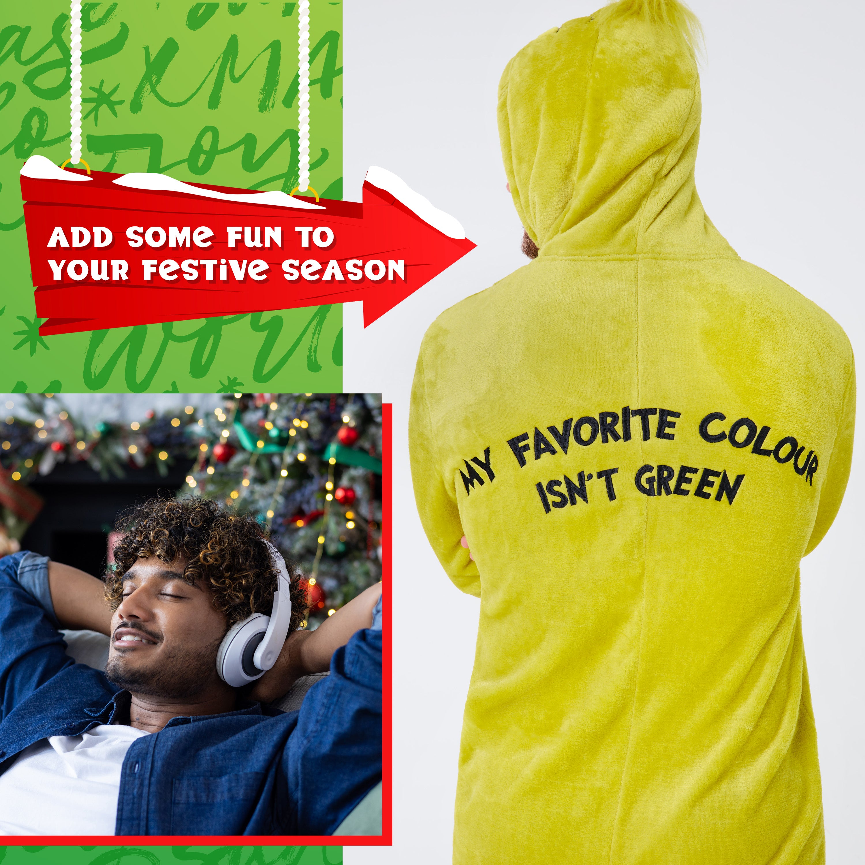 grinch-combinaison-polaire-homme-capuche-pyjama-chaud image 3