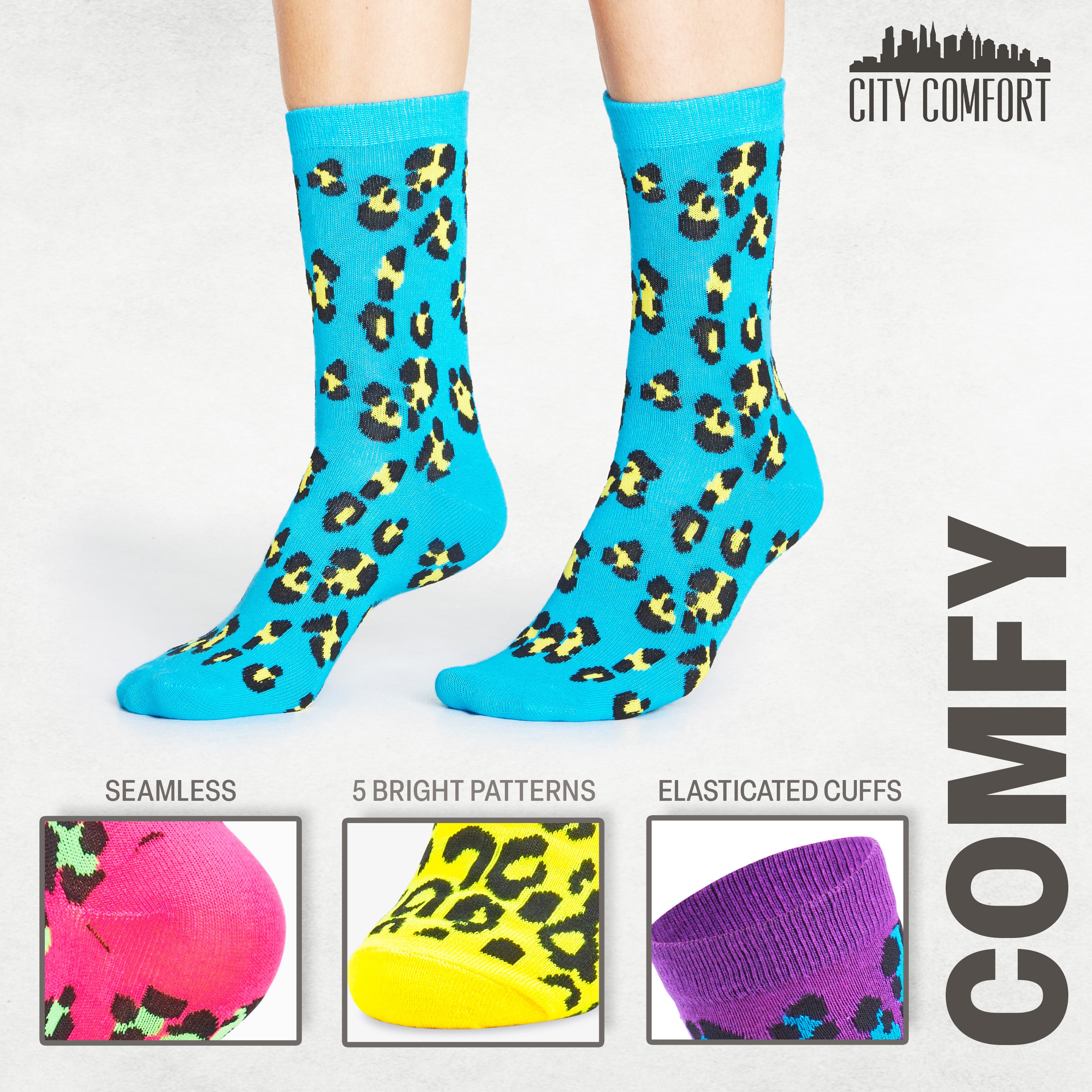citycomfort-chaussettes-fantaisie-femme-lot-5-paires-motifs image 5