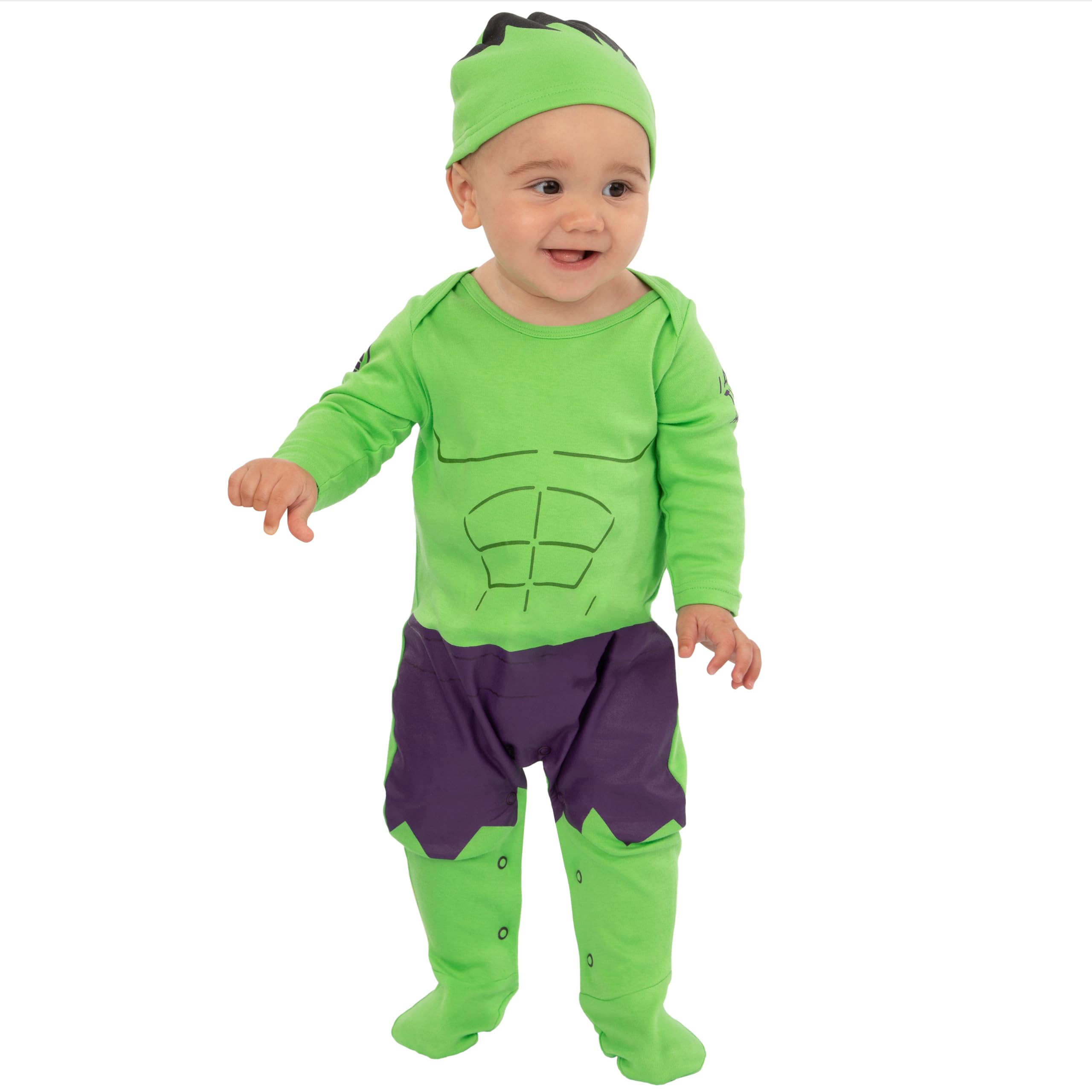 marvel-hulk-body-b-b-coton-0-3-mois-avec-bonnet image 2