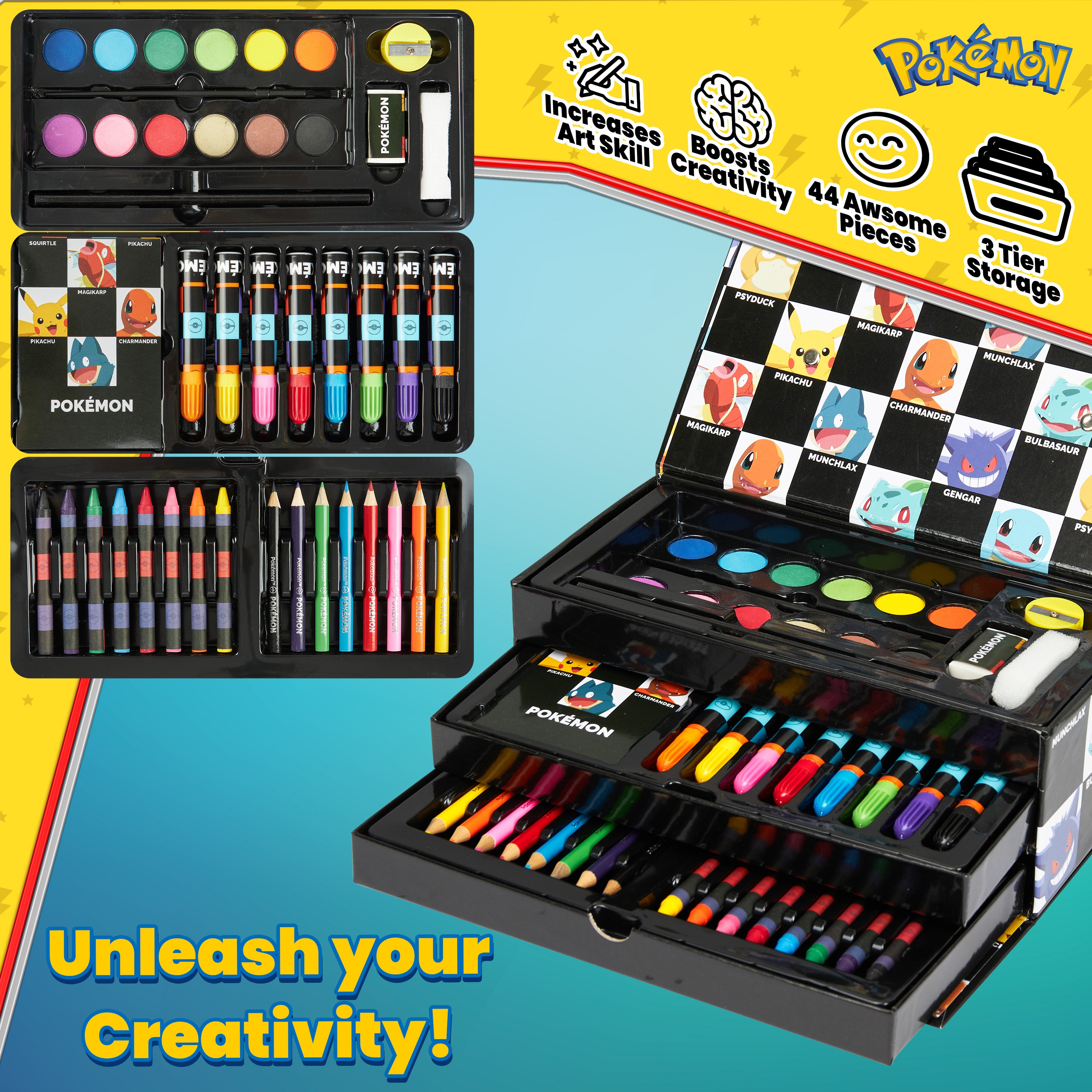 pok-mon-coffret-dessin-enfant-art-set-noir-pikachu image 4