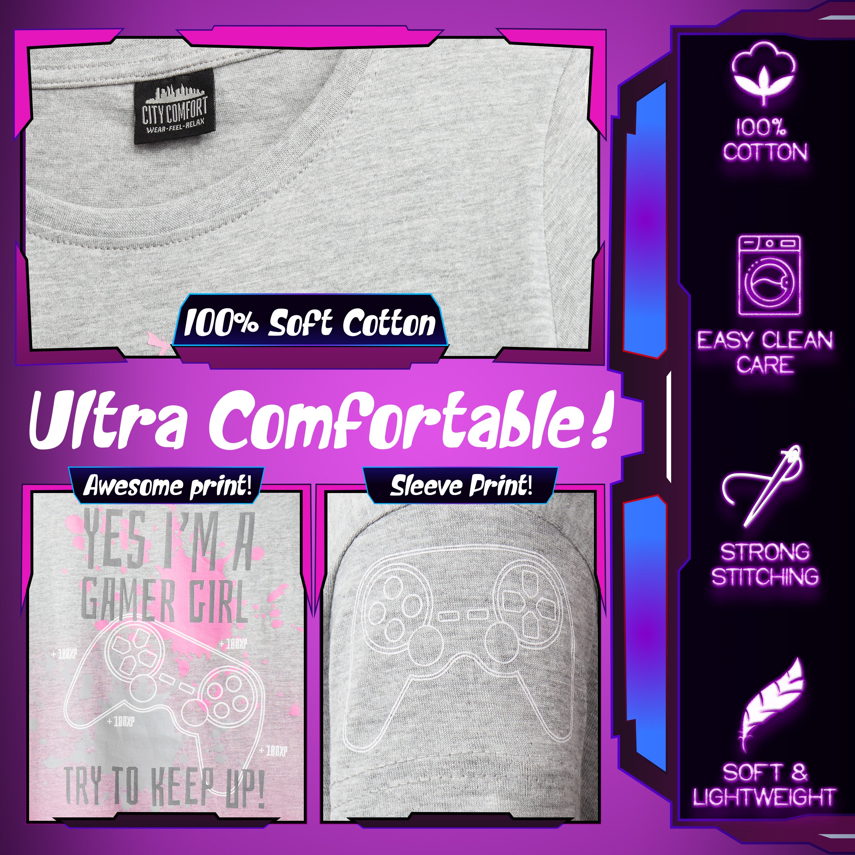 get-trend-girls-t-shirt-gamer-girl-9-10-ans-coton image 3