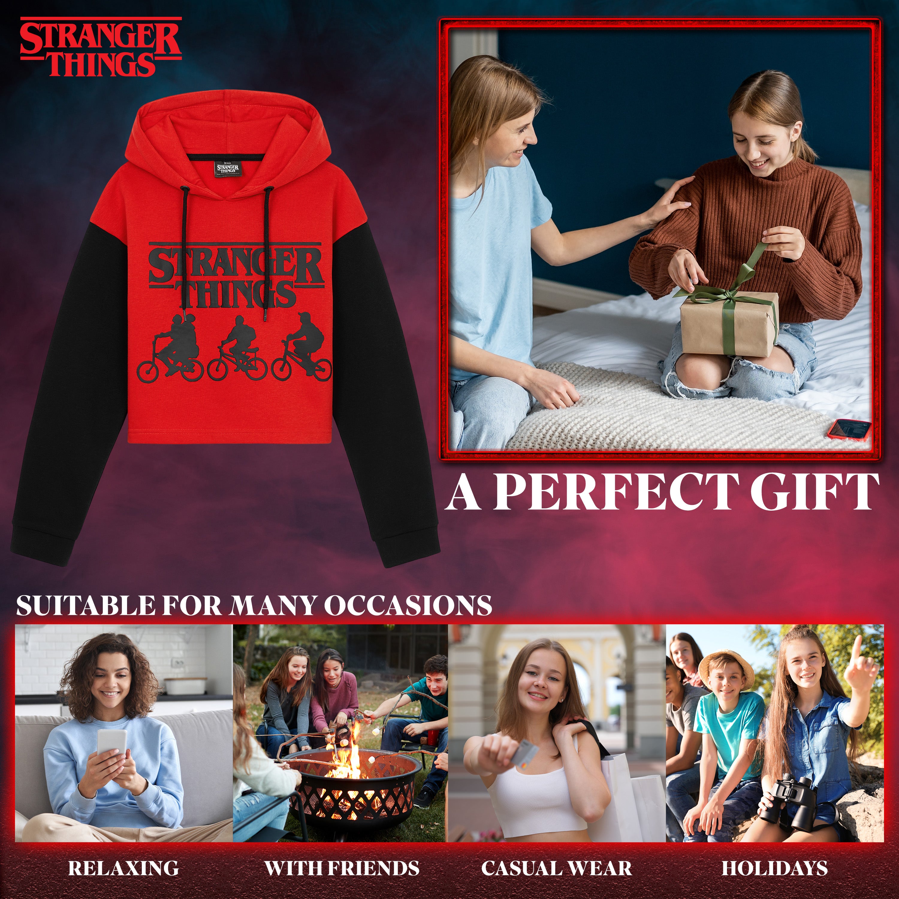 get-trend-stranger-things-sweat-capuche-cropped-fille-13-14-ans-coton image 4