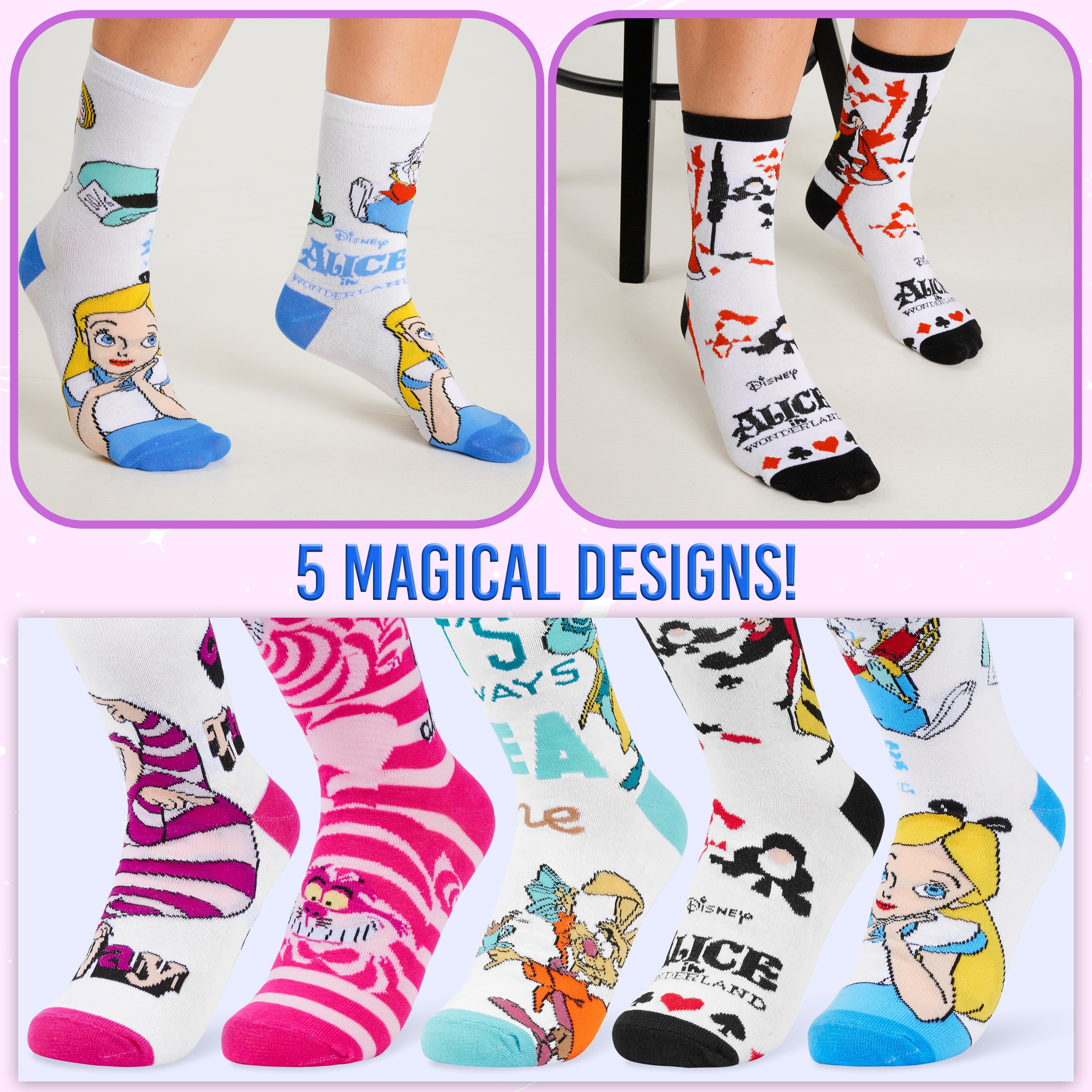disney-chaussettes-femme-lot-5-fantaisie-coton-douces image 4