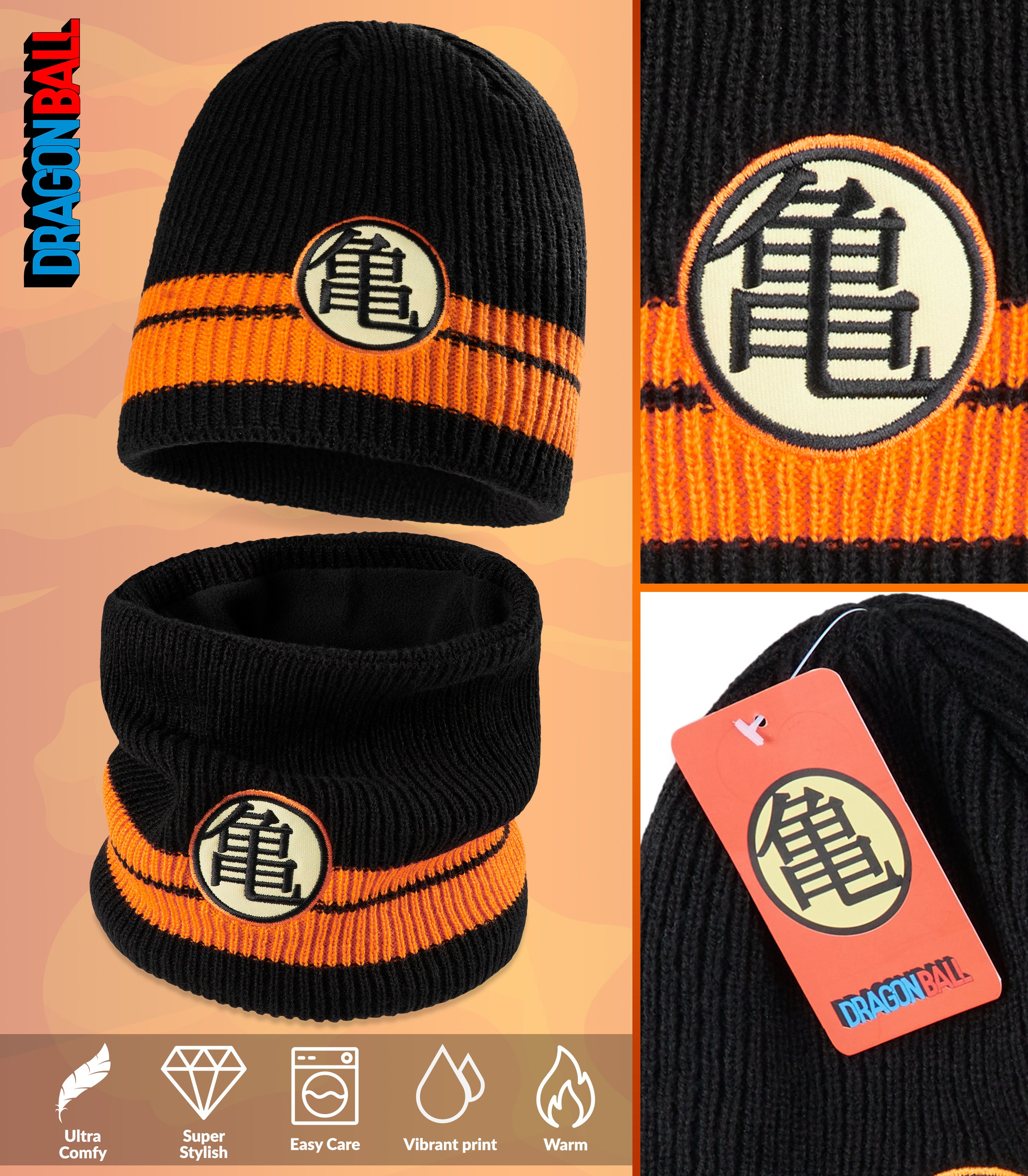 dragon-ball-z-bonnet-snood-homme-ensemble-hiver-2-pi-ces image 5
