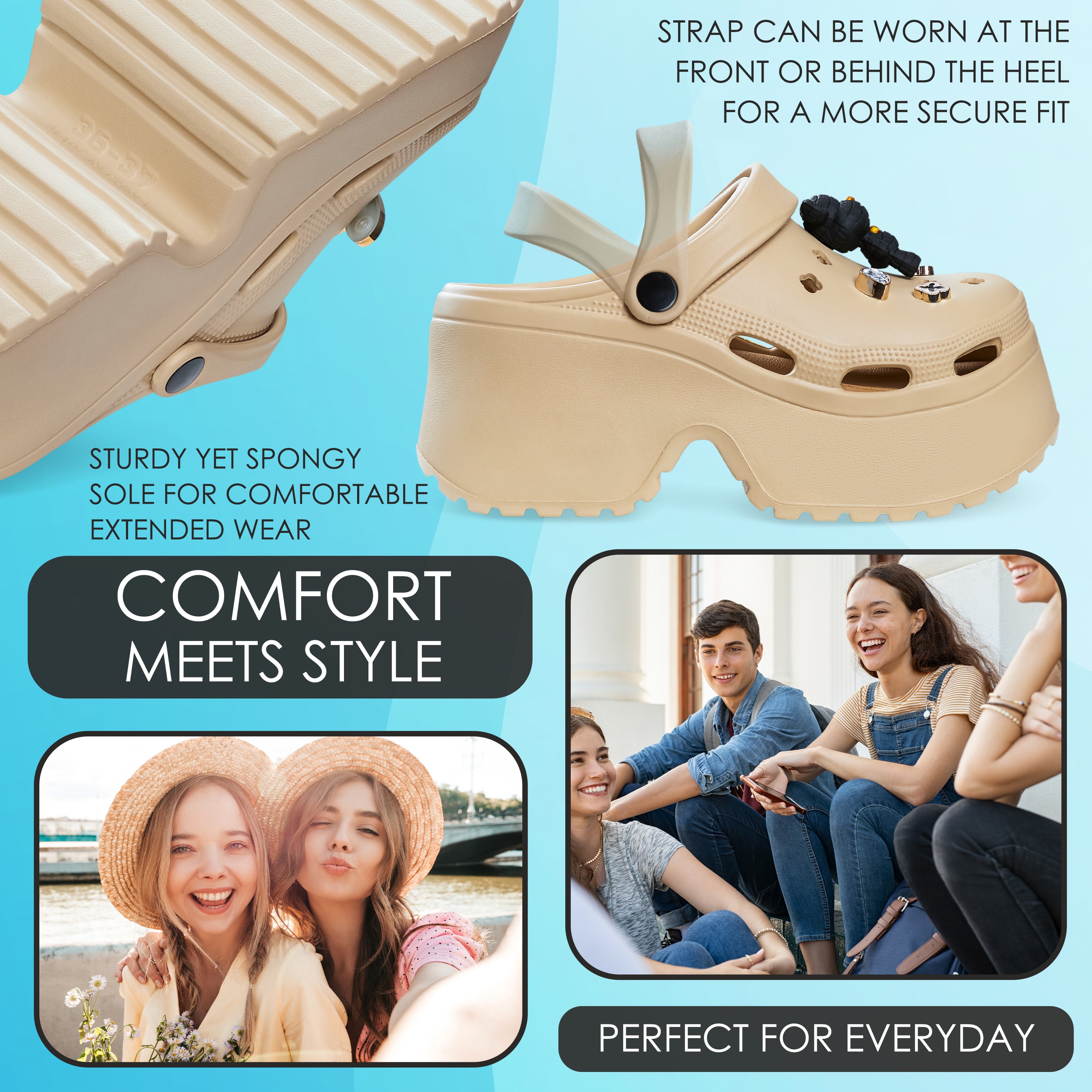 citycomfort-sabots-femme-plateforme-beige-charms-amovibles image 5