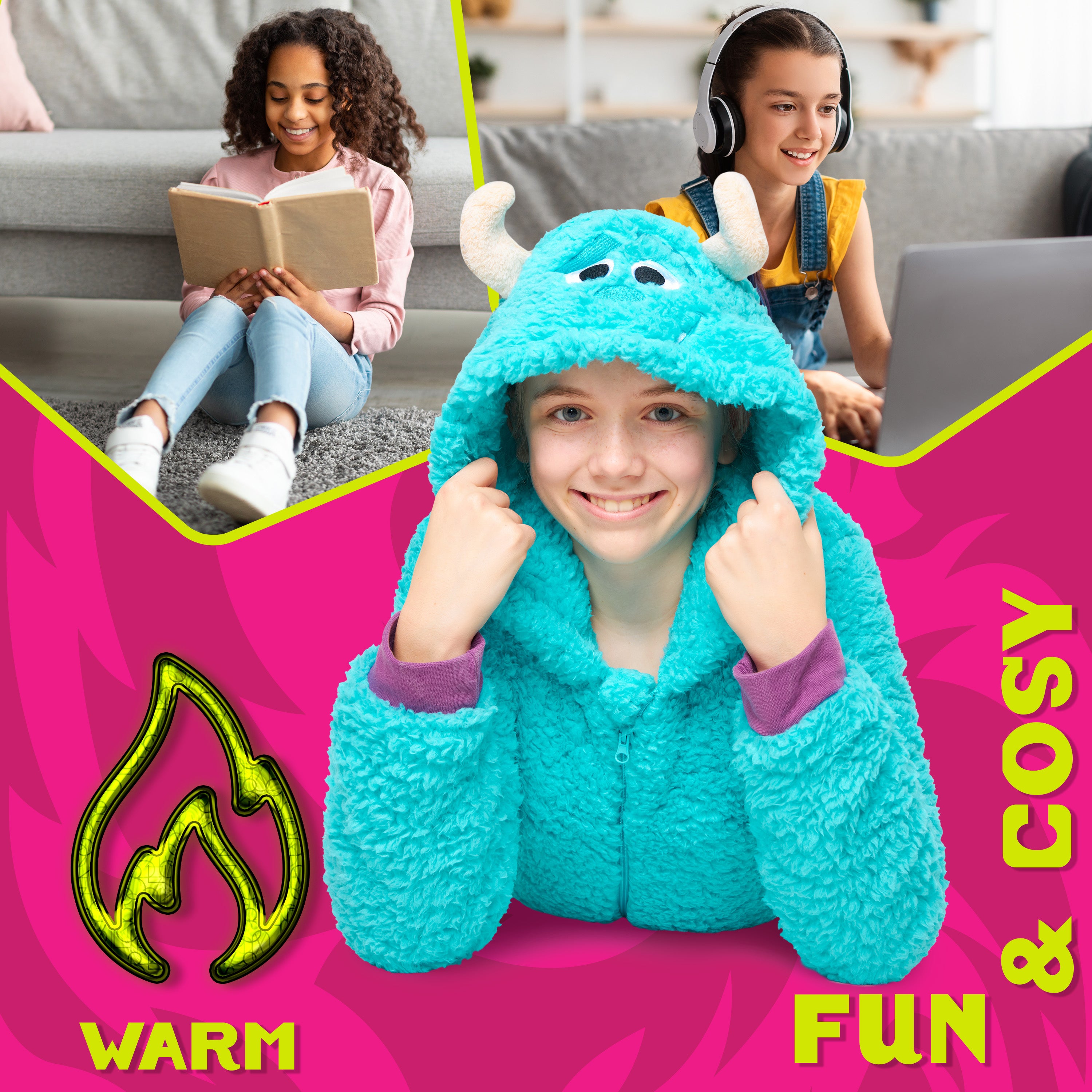 disney-sully-combinaison-pyjama-polaire-enfant-turquoise-capuche image 5