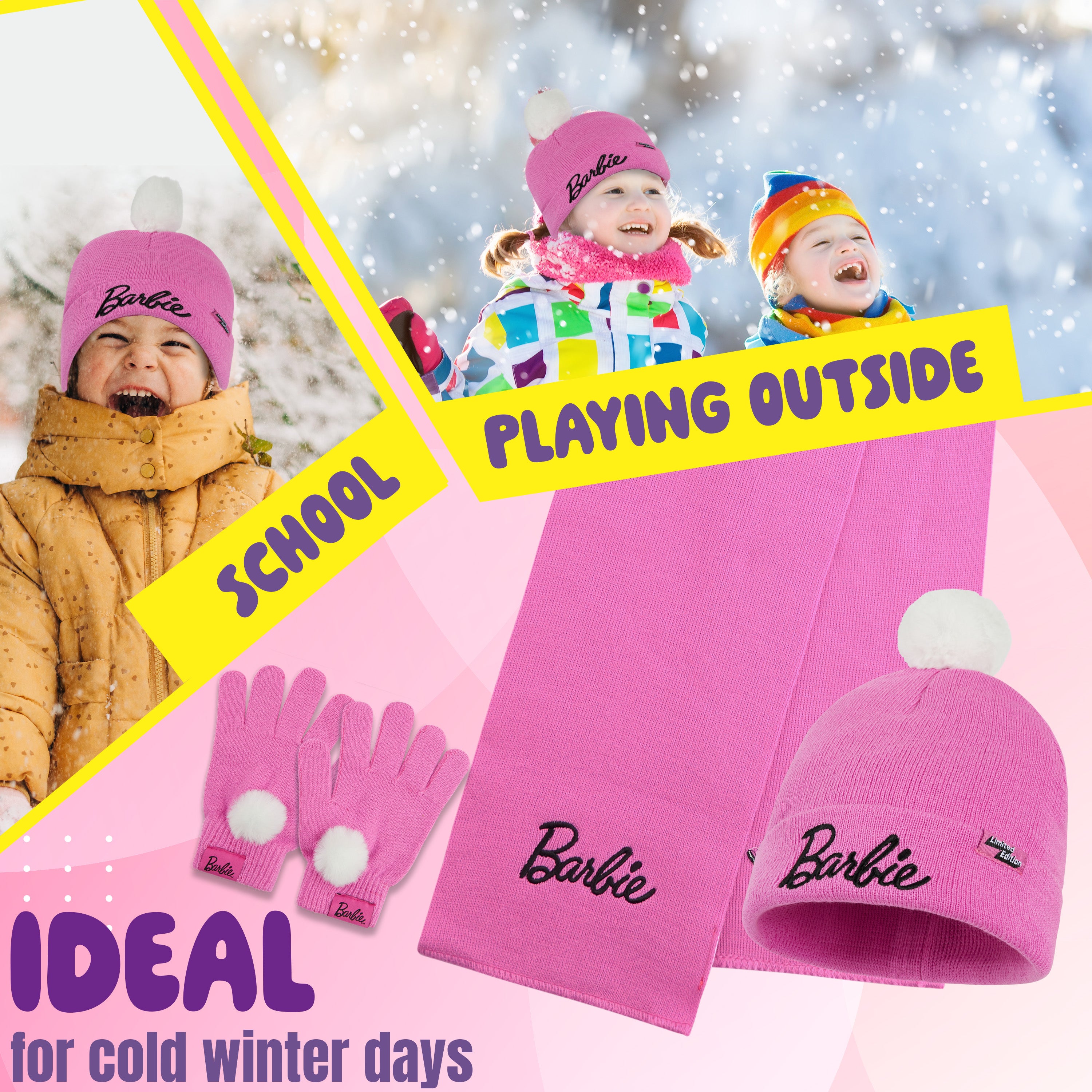 barbie-ensemble-bonnet-charpe-gants-fille-3-pi-ces-rose image 4