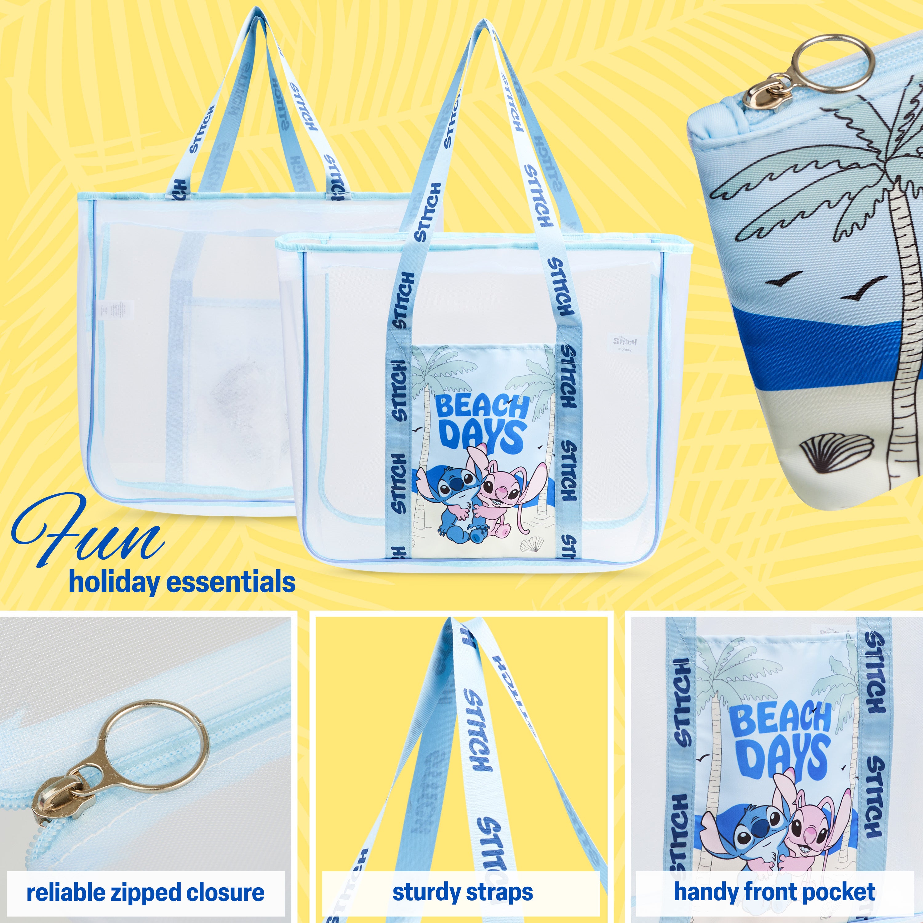 get-trend-women-sac-tote-bag-plage-filet-zipp-pochette image 3