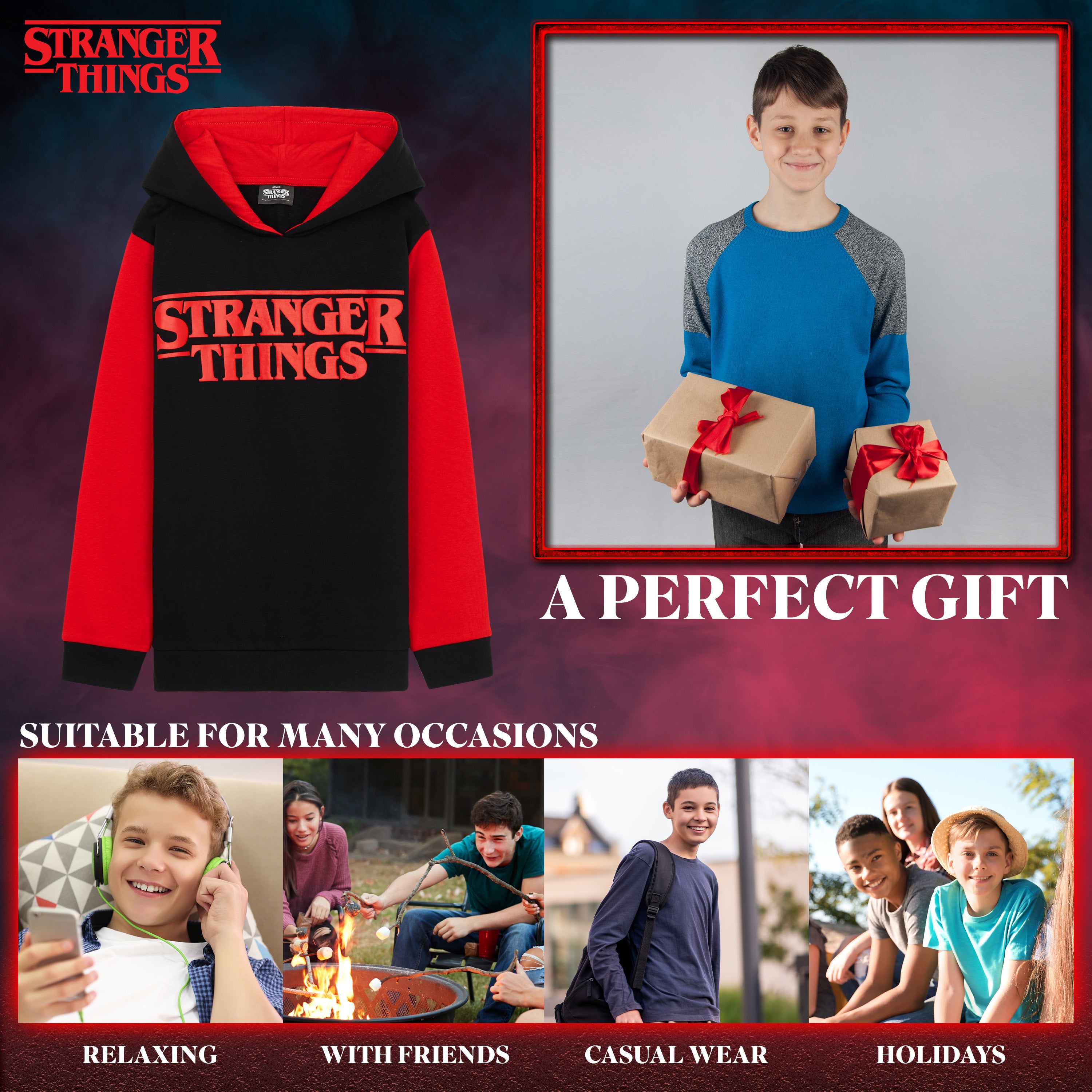 get-trend-boys-stranger-things-sweat-capuche-enfant-11-12-ans-coton image 3