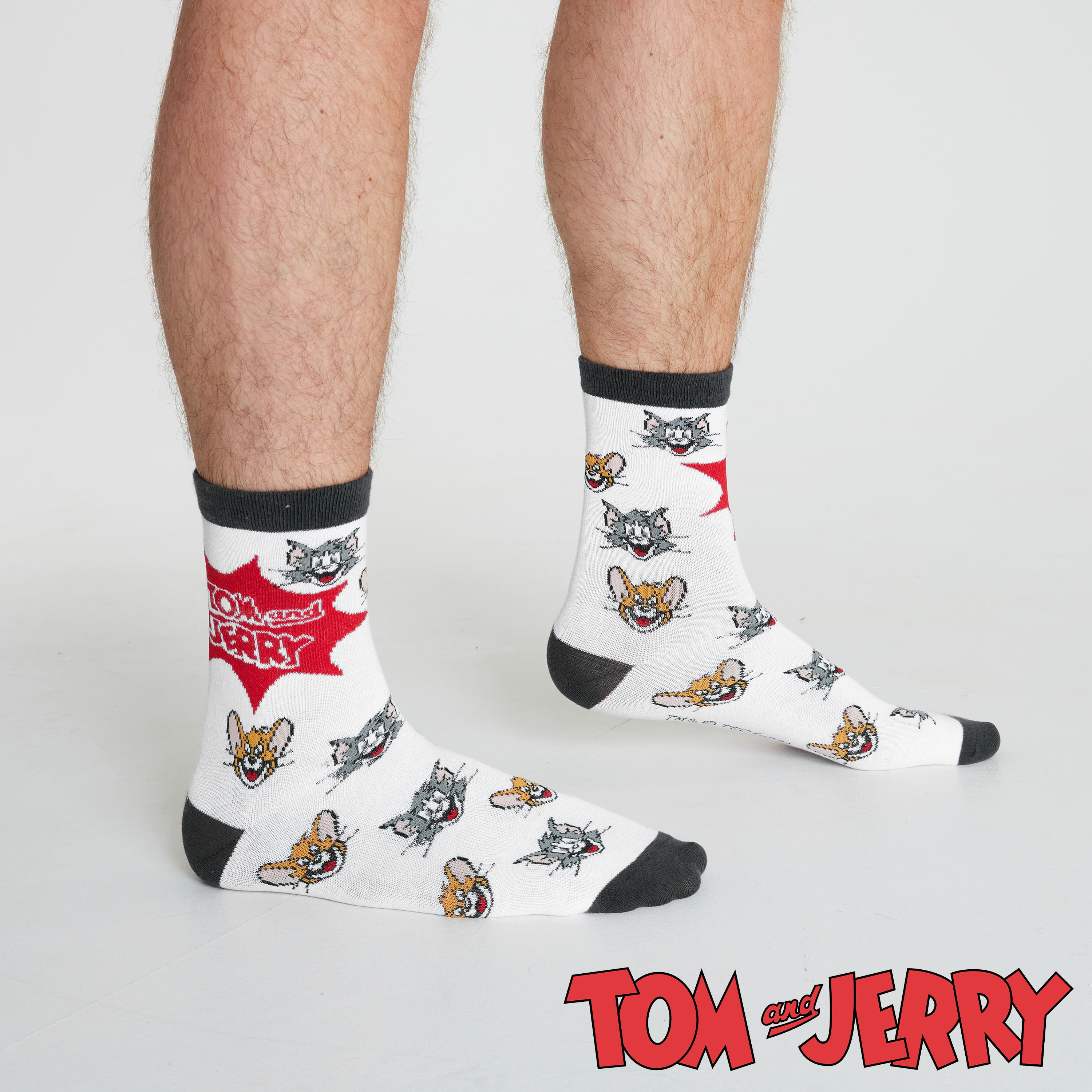 tom-et-jerry-chaussettes-homme-lot-5-gris-rouge-coton image 3