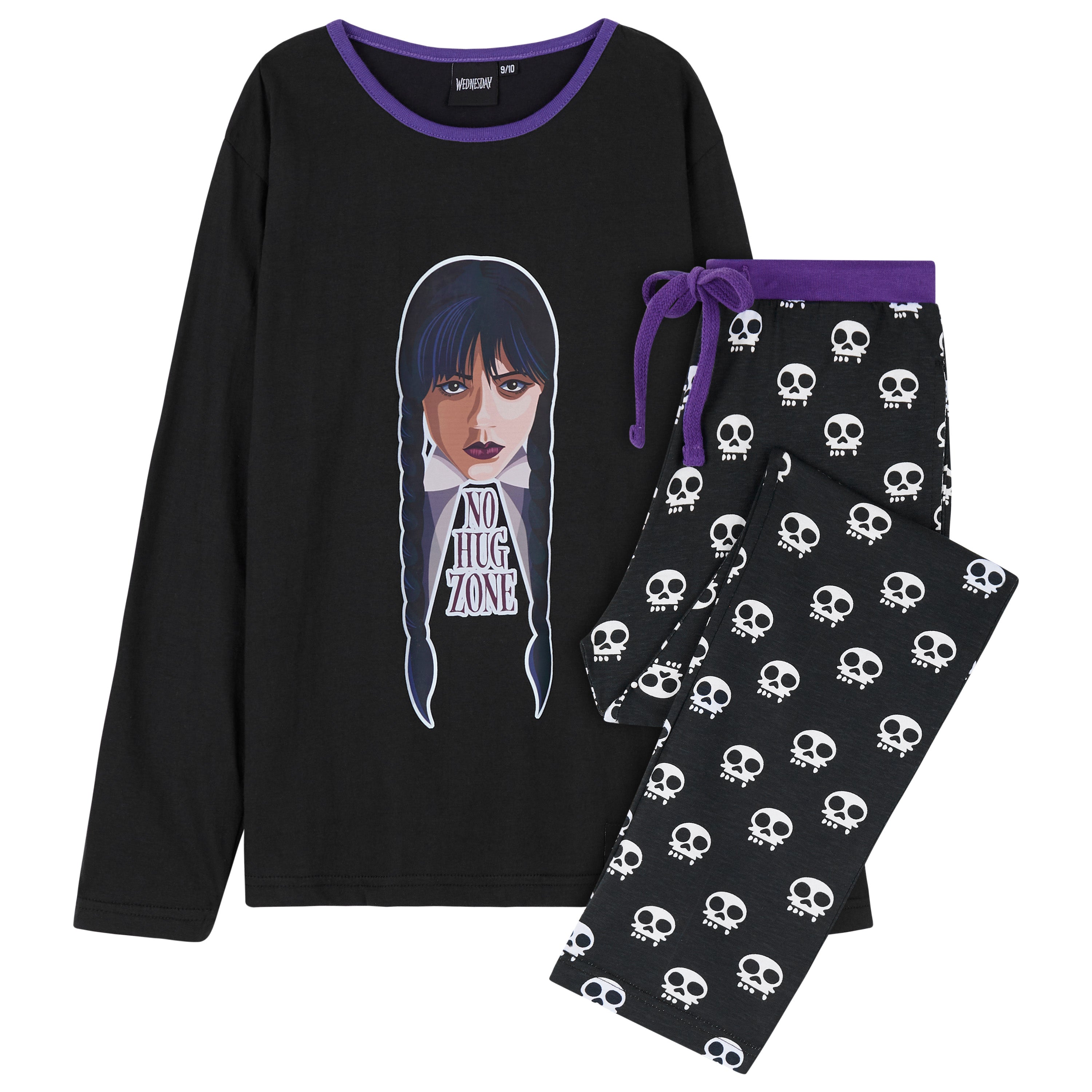 get-trend-girls-wednesday-pyjama-long-fille-coton-noir-2-pi-ces image 2