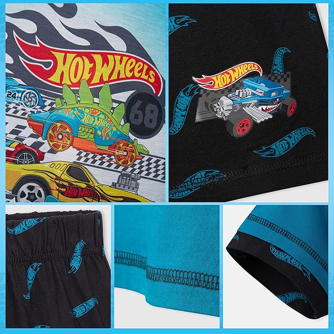 hot-wheels-pyjama-short-gar-on-2-pi-ces-tee-shirt-short-t image 4