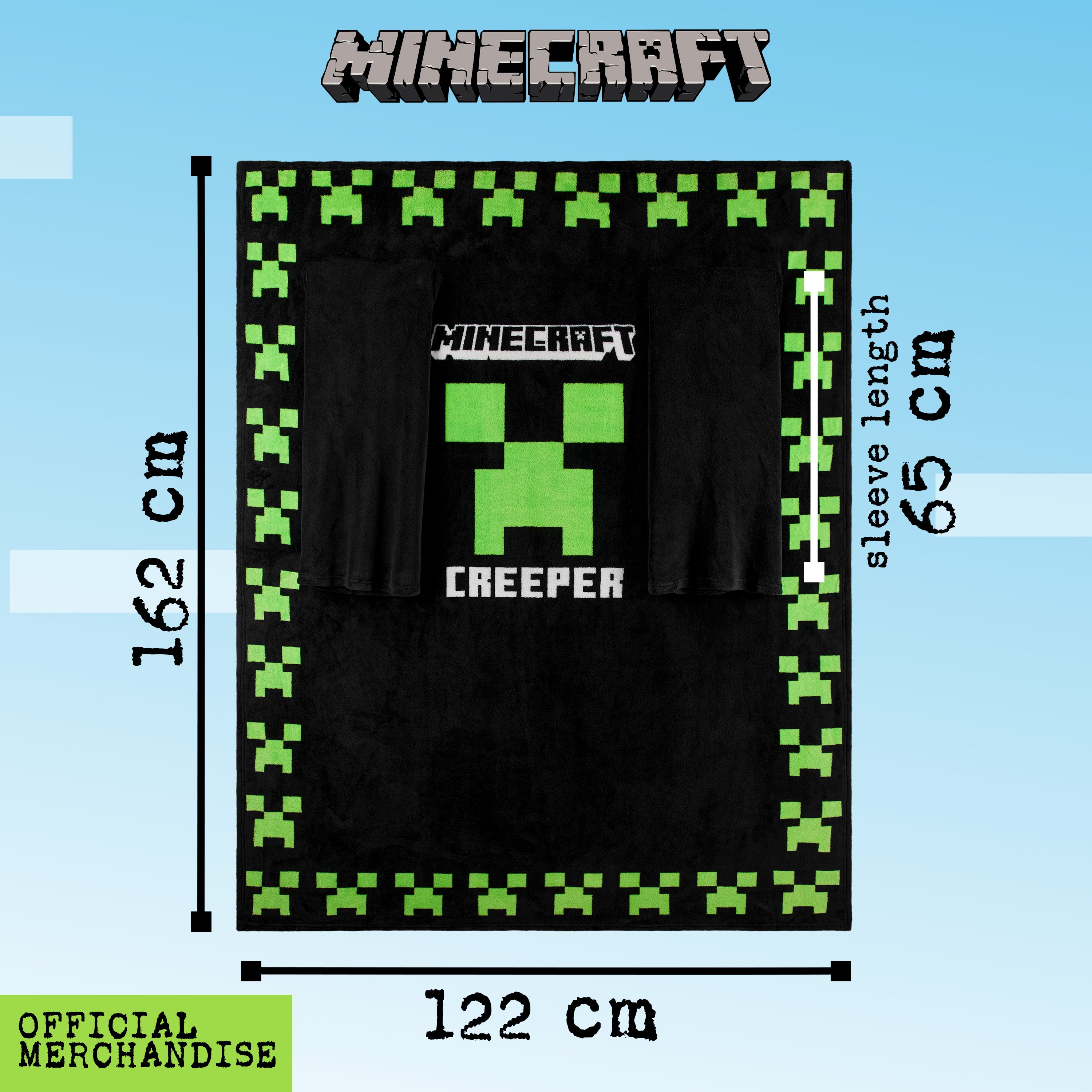 minecraft-sweat-plaid-capuche-enfant-noir-polaire image 6
