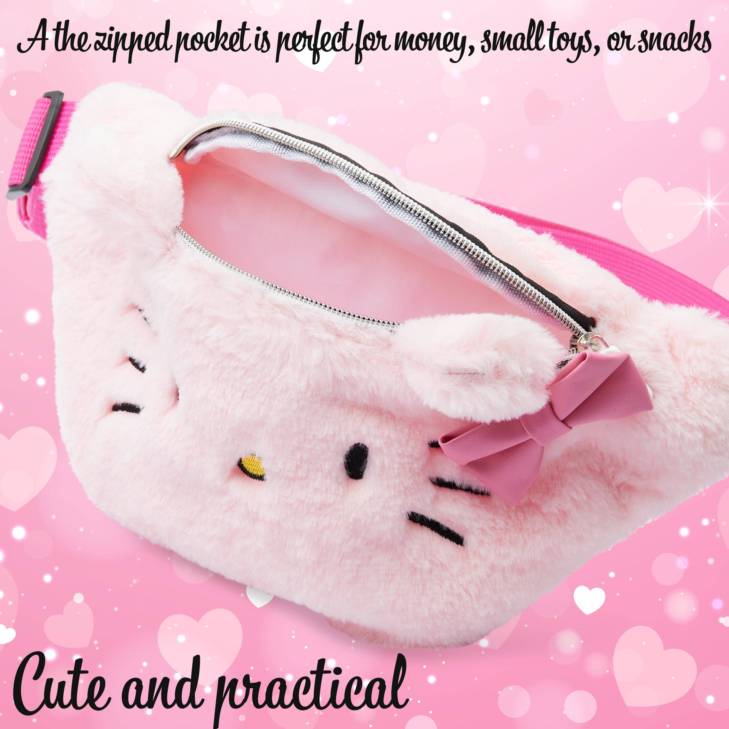 hello-kitty-sac-banane-fille-fluffy-rose-sangle-r-glable image 4