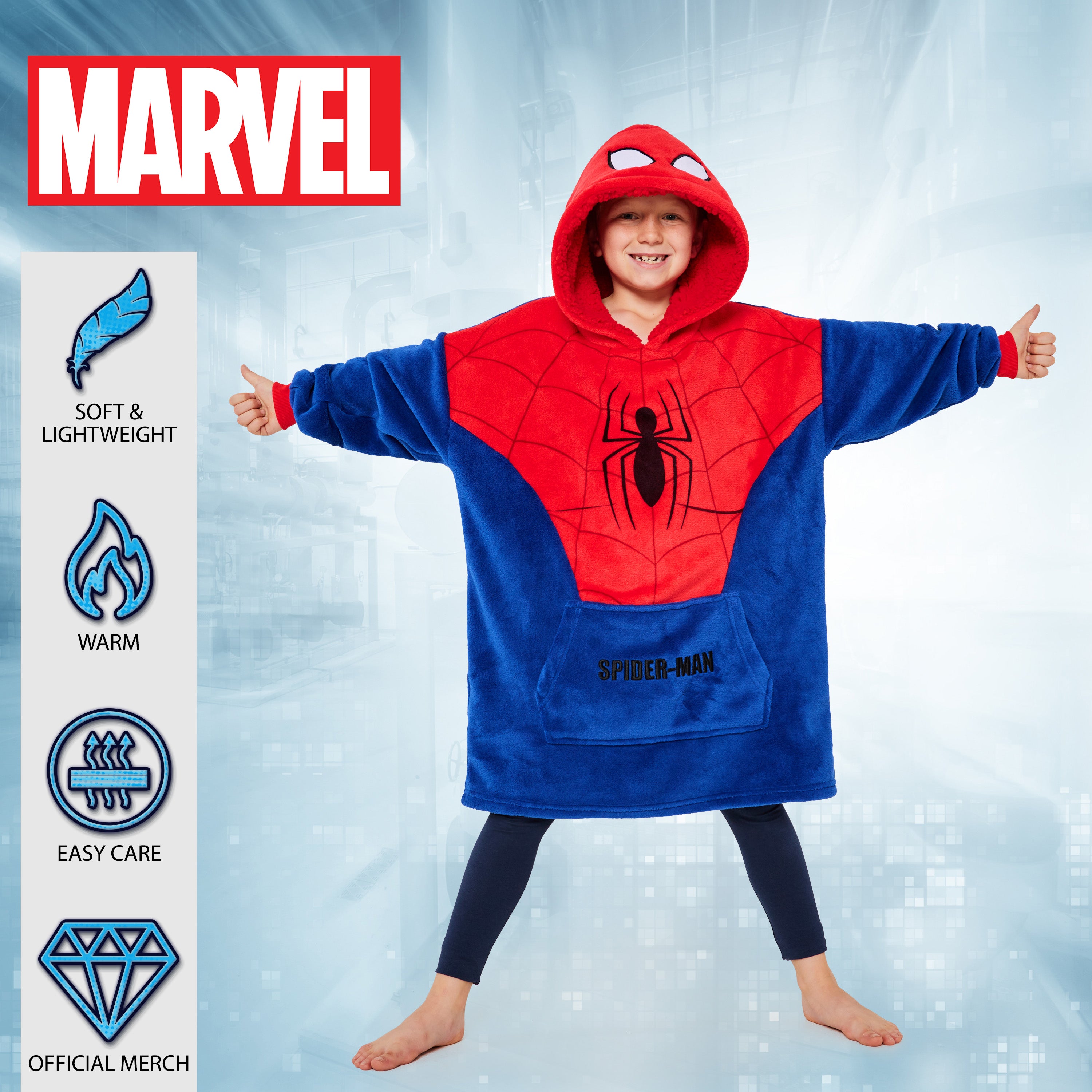 marvel-spider-man-plaid-hoodie-enfant-oversize-polaire image 5
