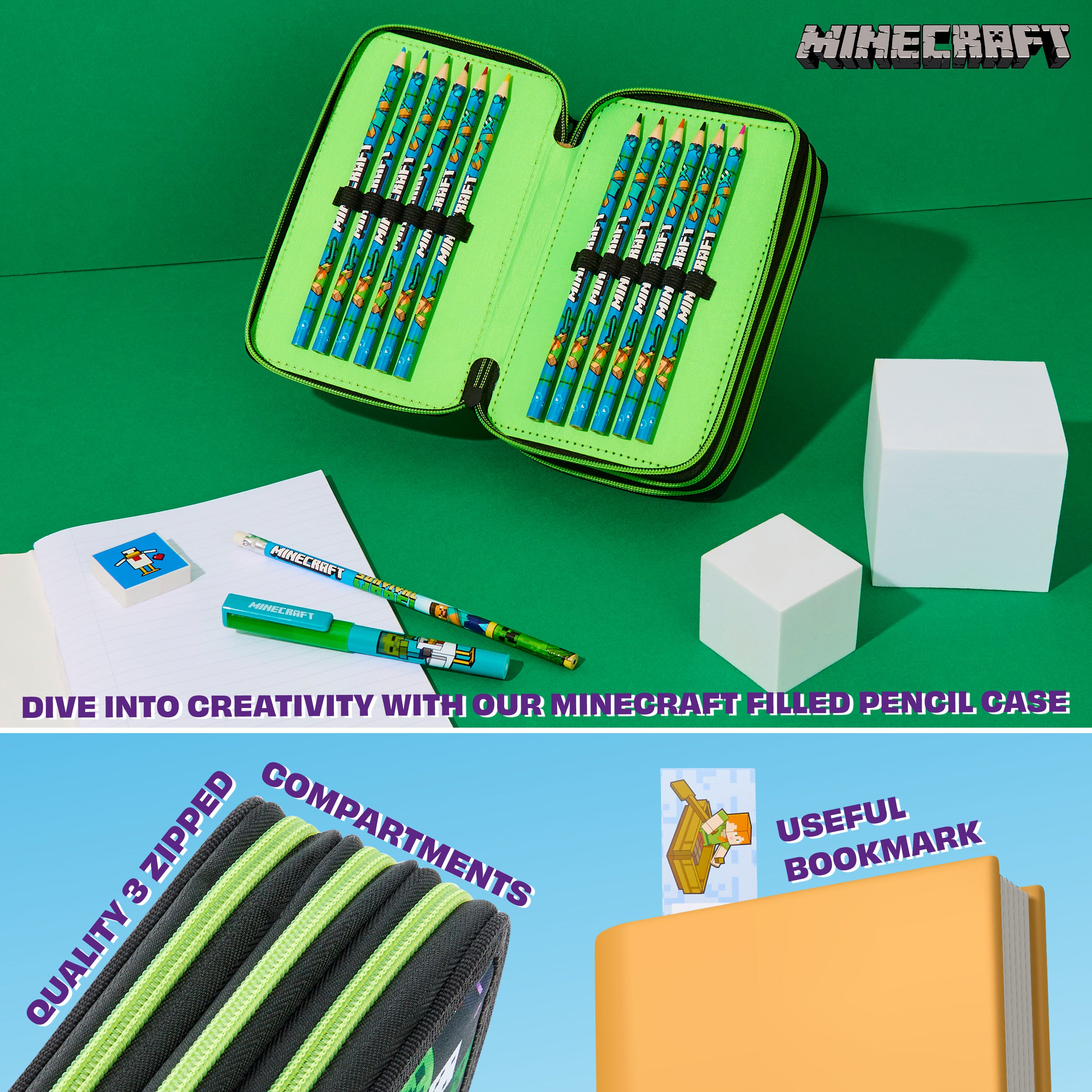 minecraft-trousse-garnie-enfant-black-aop-papeterie-incluse image 5