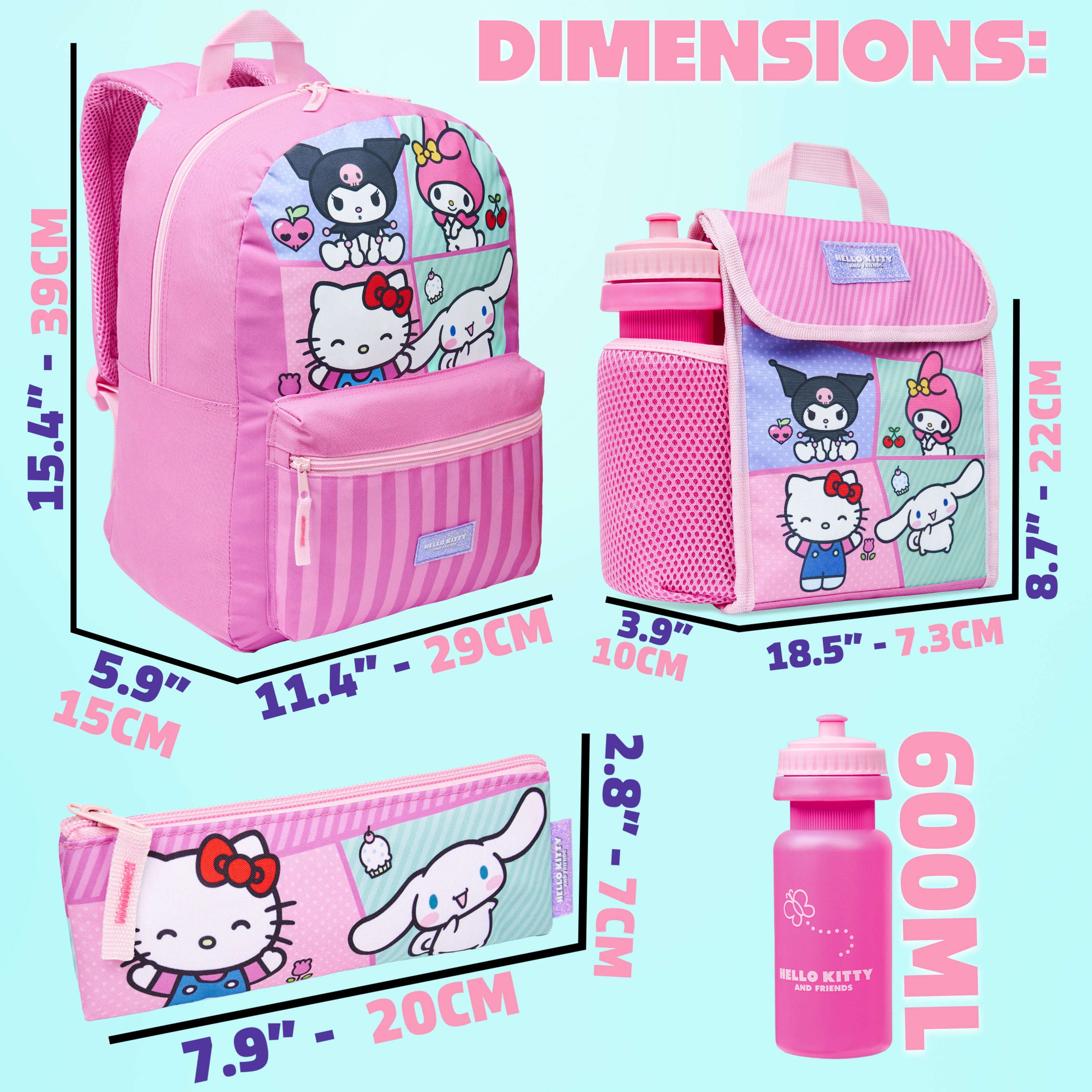 hello-kitty-sac-cole-fille-set-4-pi-ces-cartable-kawaii image 6