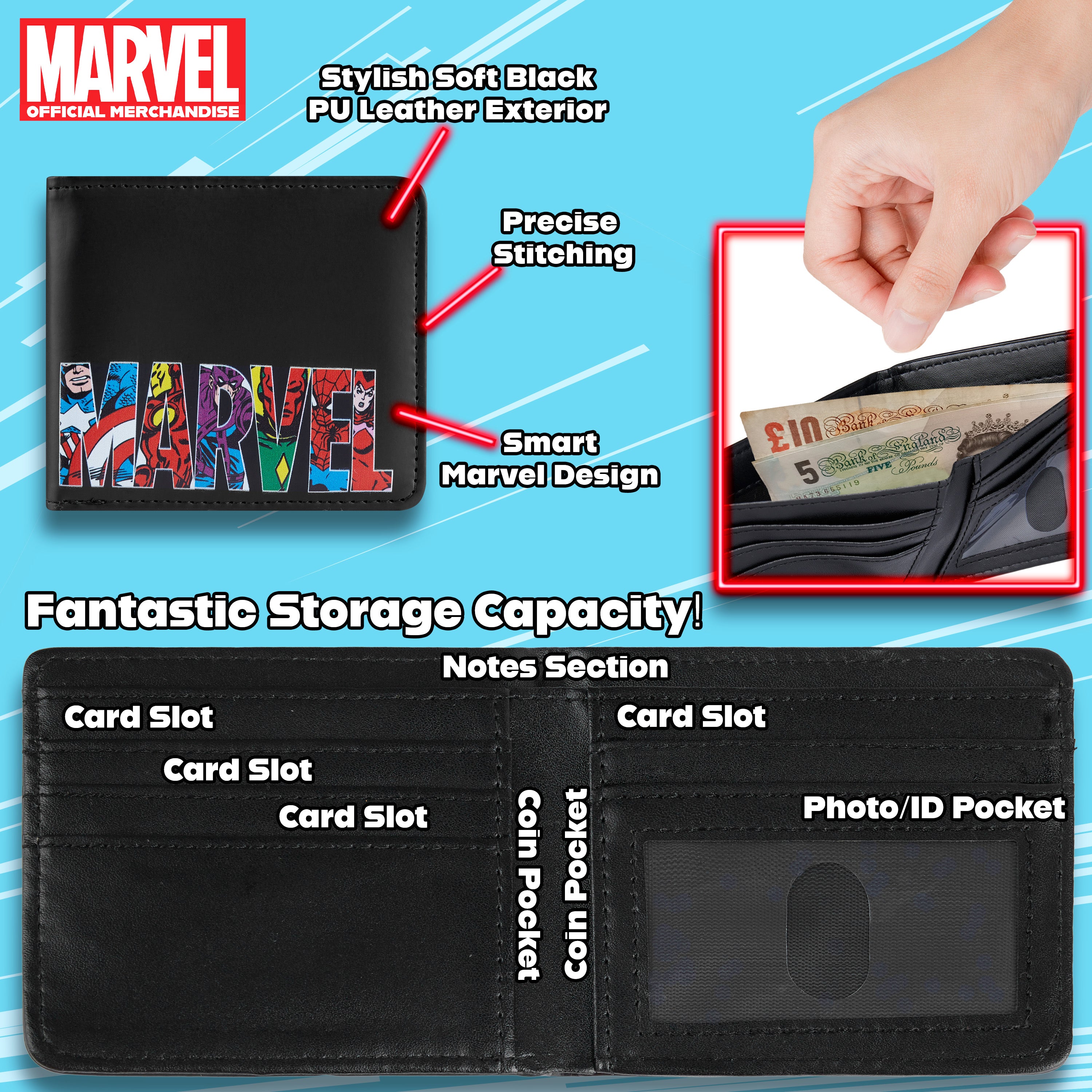 marvel-portefeuille-carte-porte-cl-s-homme-captain-america-noir image 4