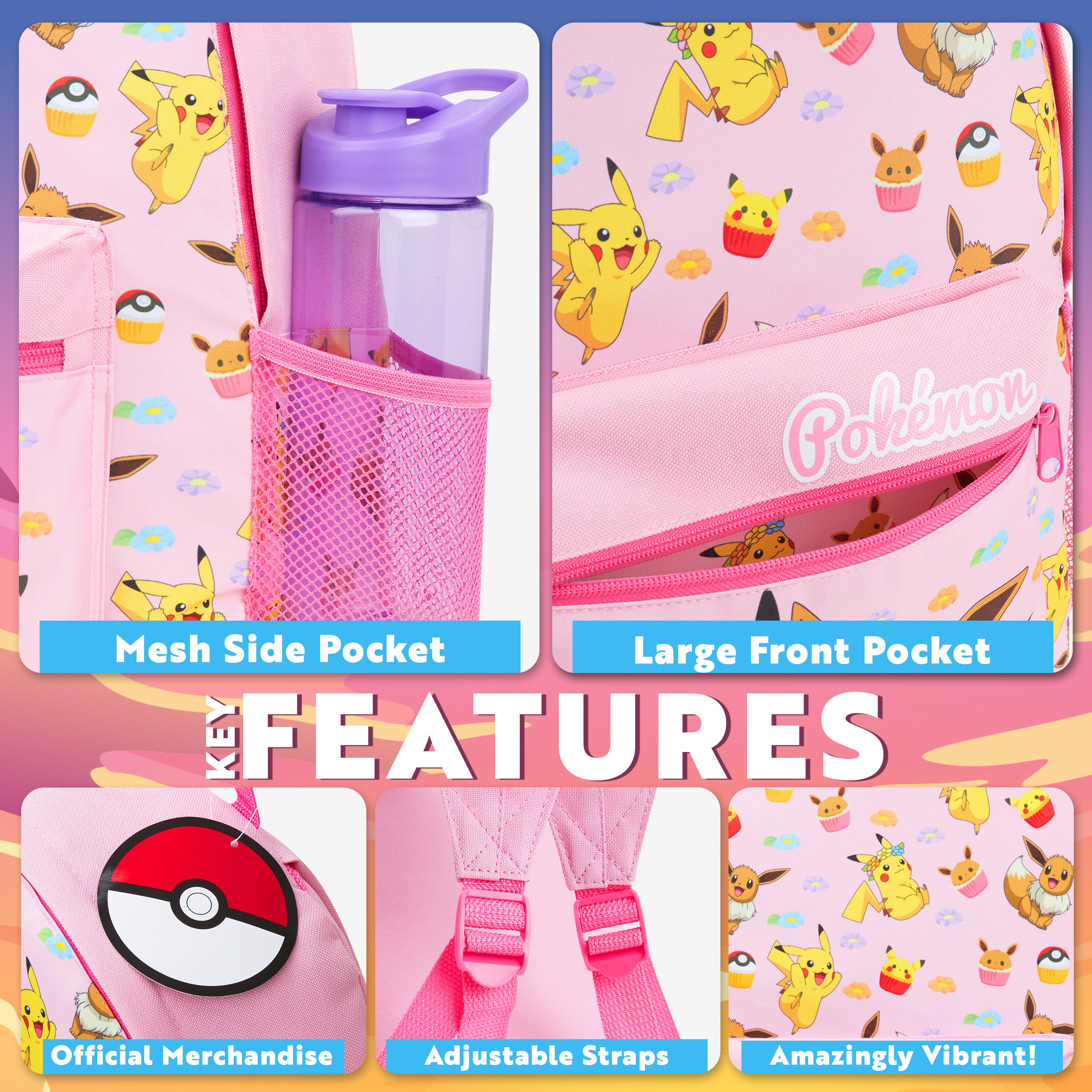 pok-mon-pikachu-sac-dos-enfant-poches-zipp-es-cole image 4