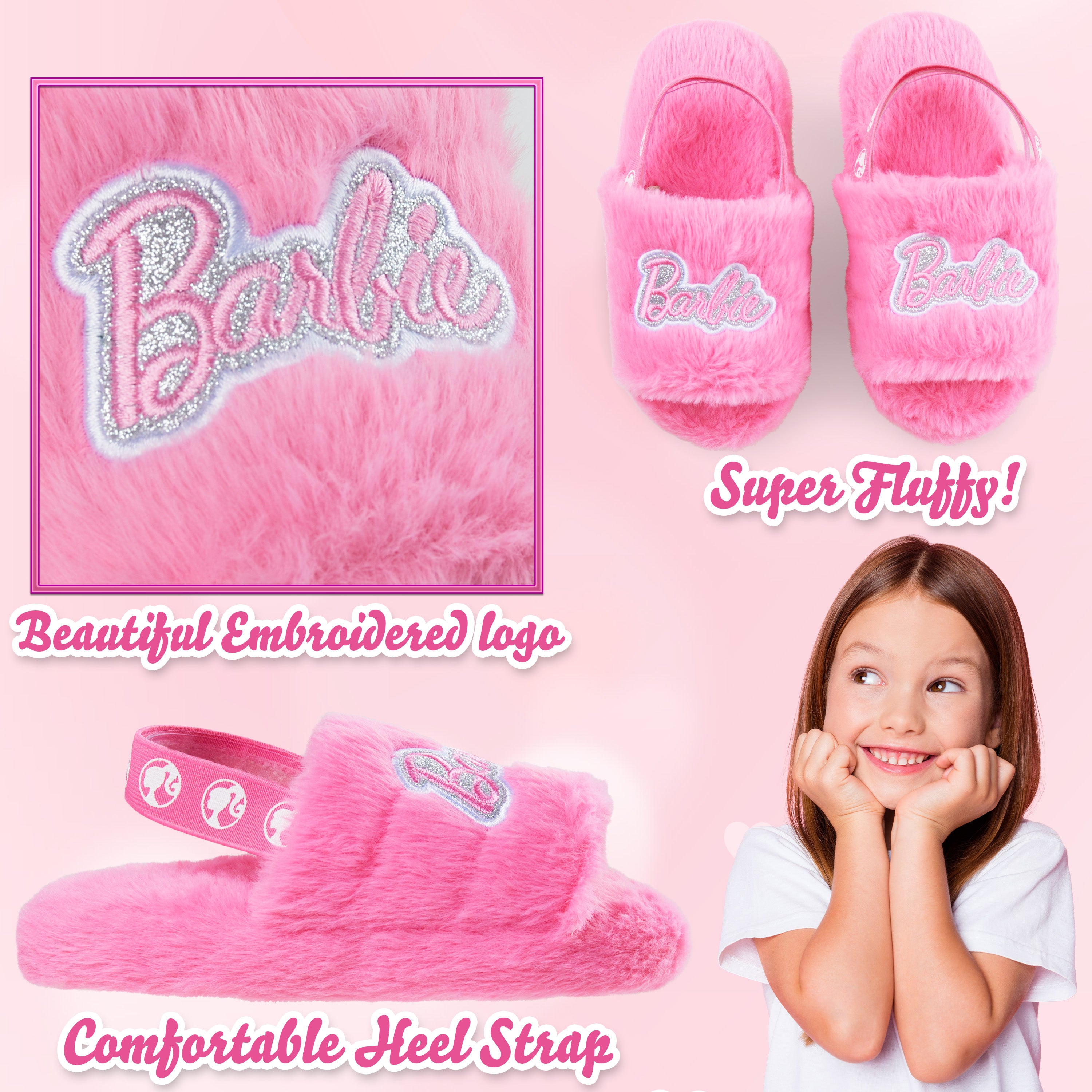 barbie-mules-fille-chaussons-duveteux-maison-tailles-enfant image 3