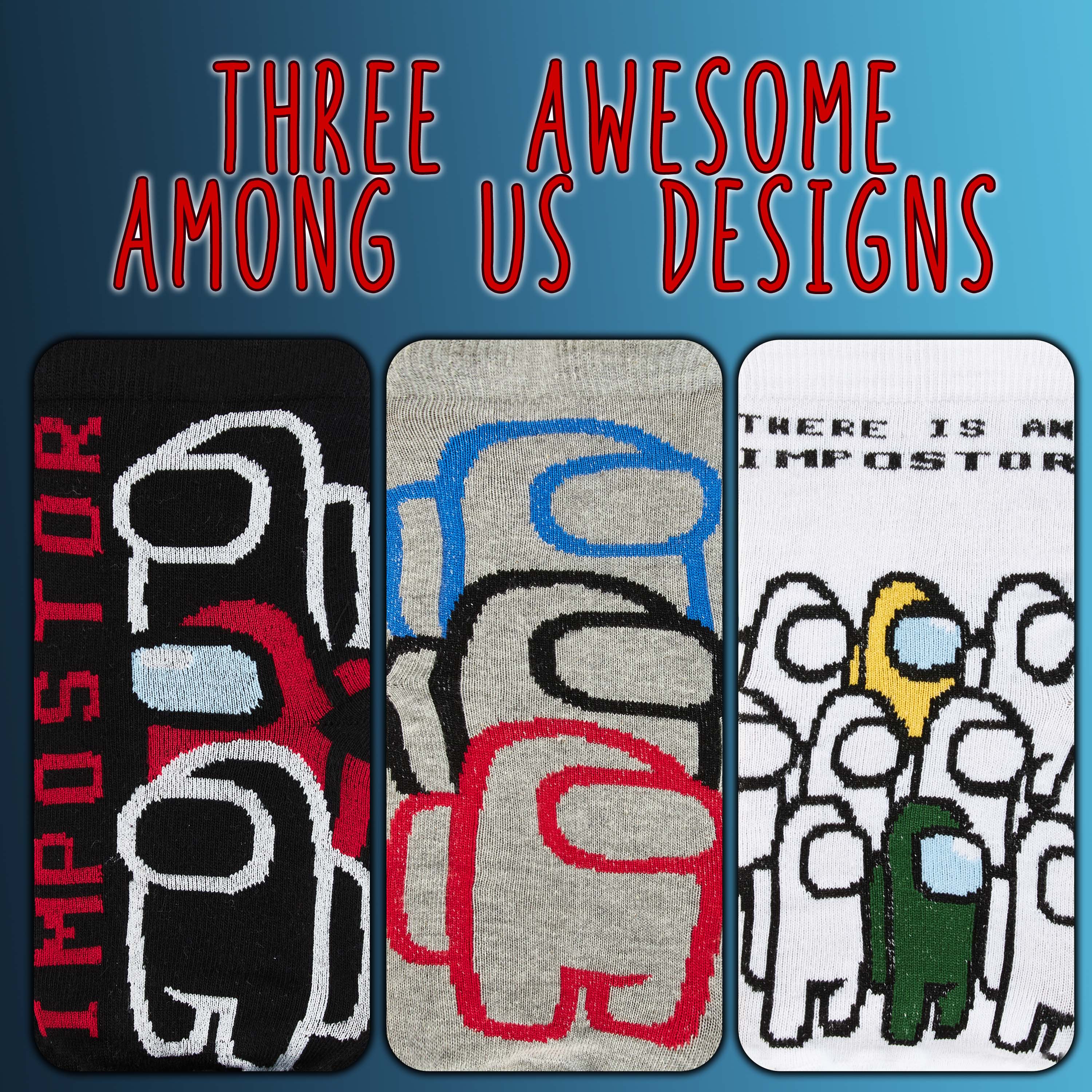among-us-chaussettes-gar-on-lot-de-3-cheville-coton-3-6-uk image 4