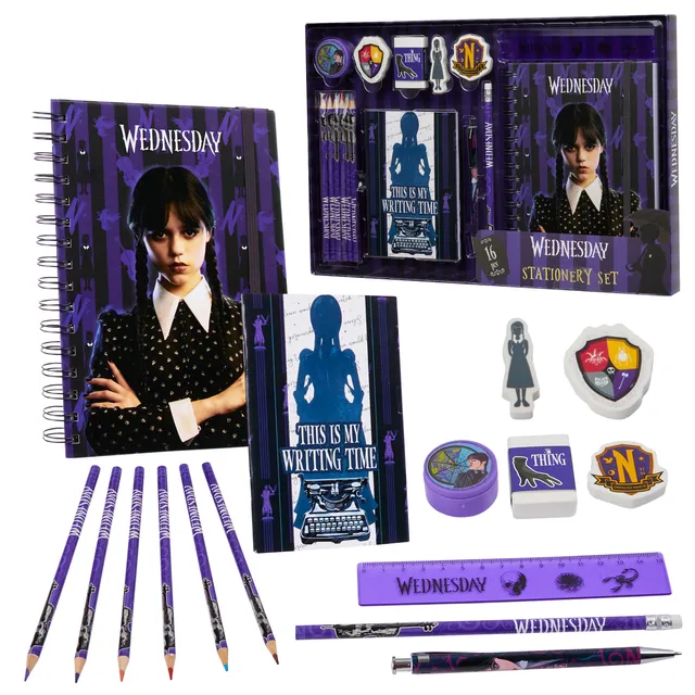 wednesday-set-papeterie-fille-16-pi-ces-carnets-gothique image 1