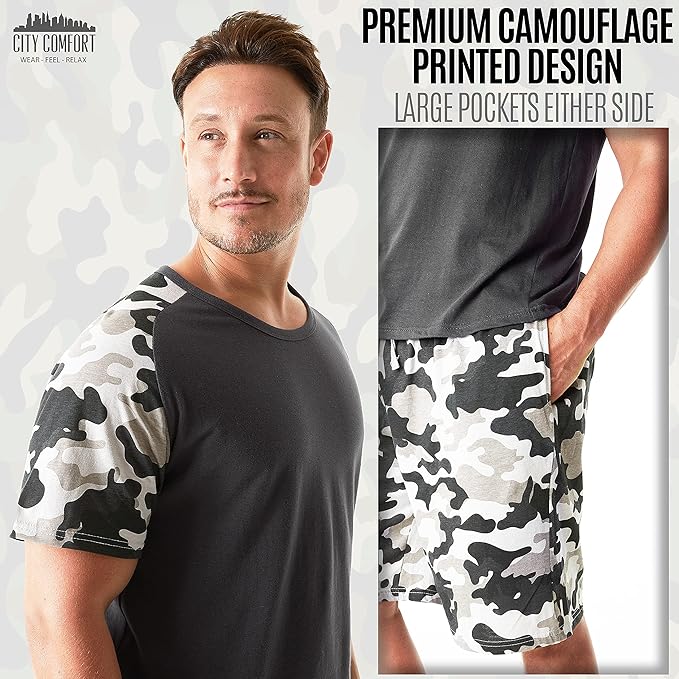 citycomfort-pyjama-short-homme-coton-t-shirt-poches-taille-m image 2