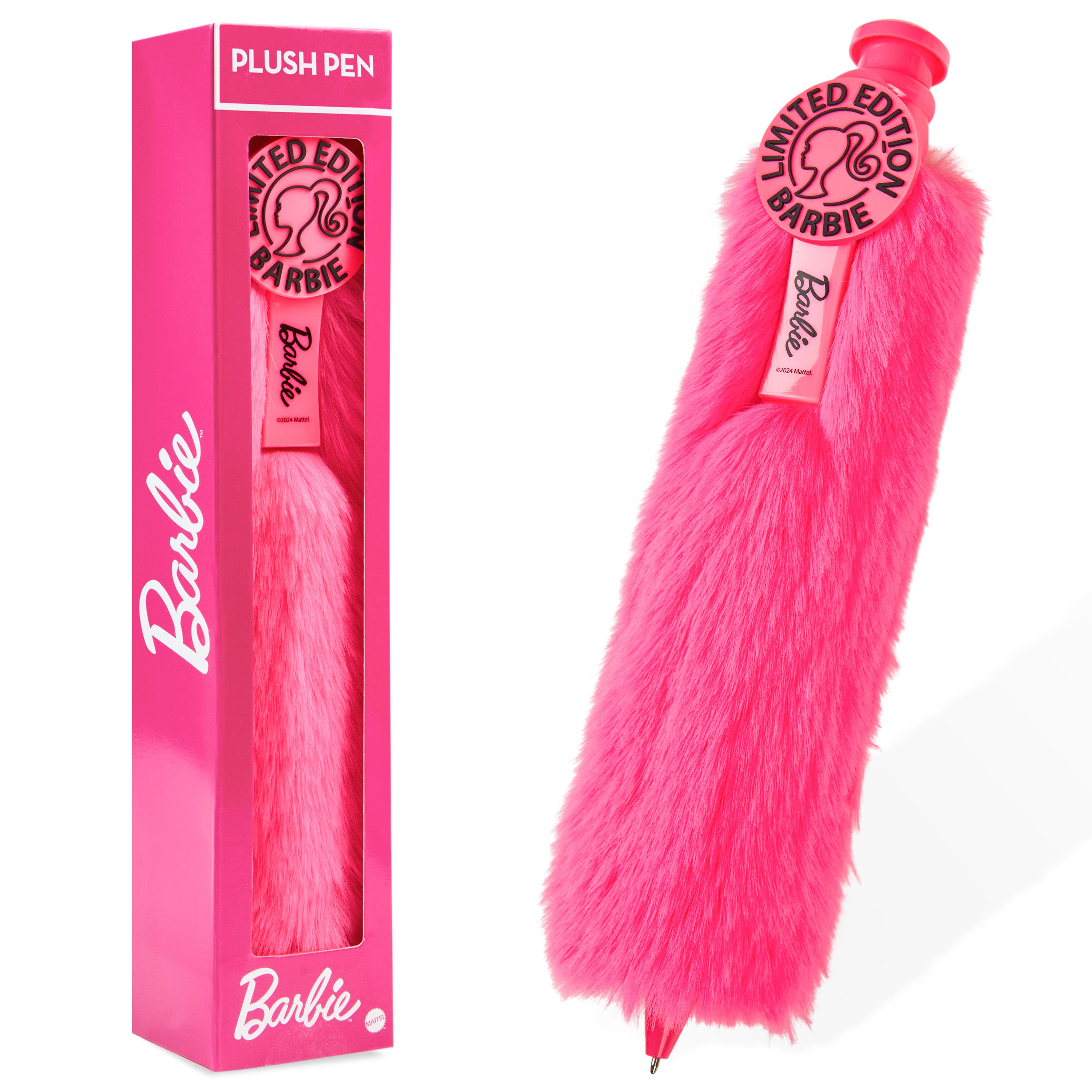 barbie-stylo-bille-pompon-rose-encre-noire-doux image 1