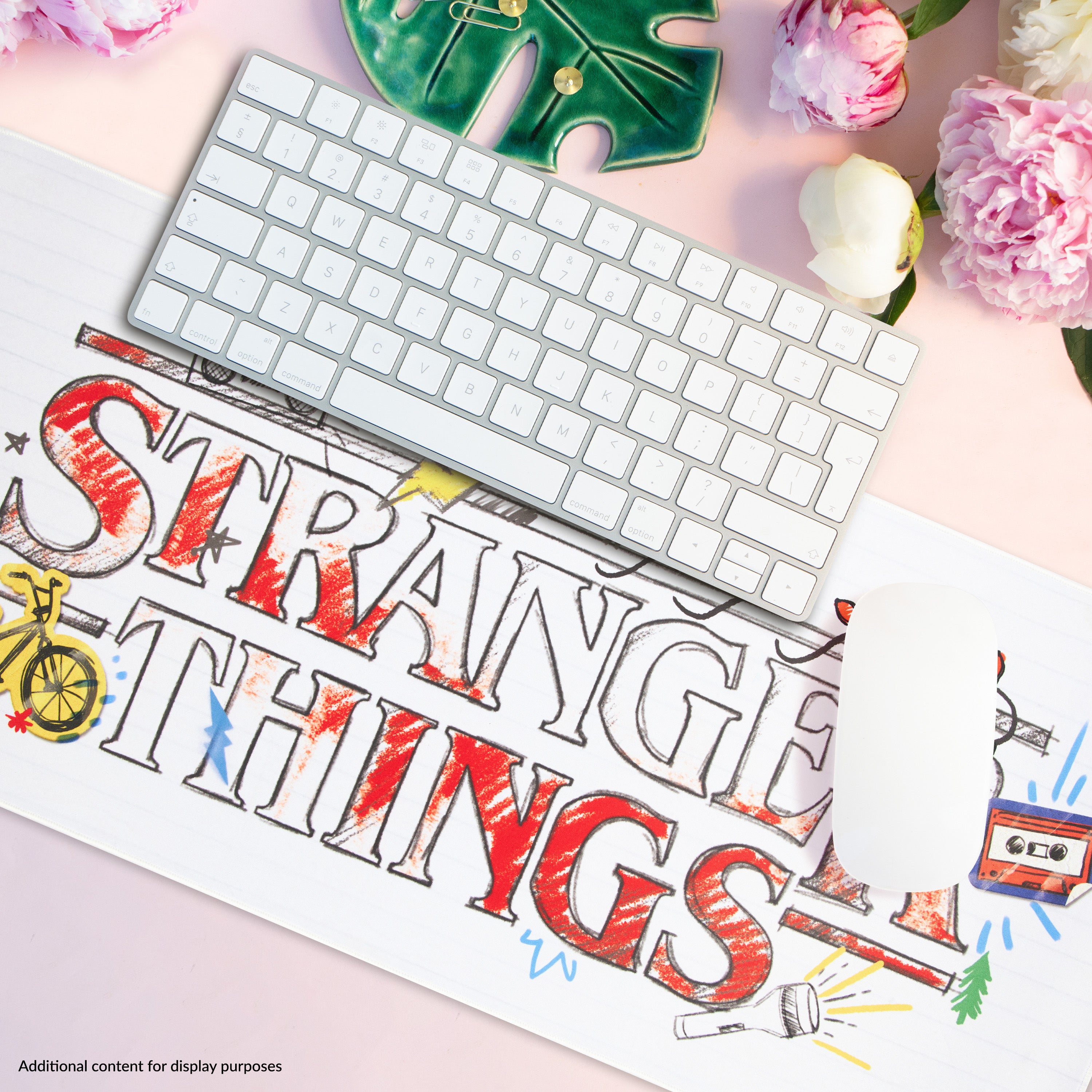 stranger-things-tapis-de-bureau-xxl-blanc-80x36-clavier-souris image 2