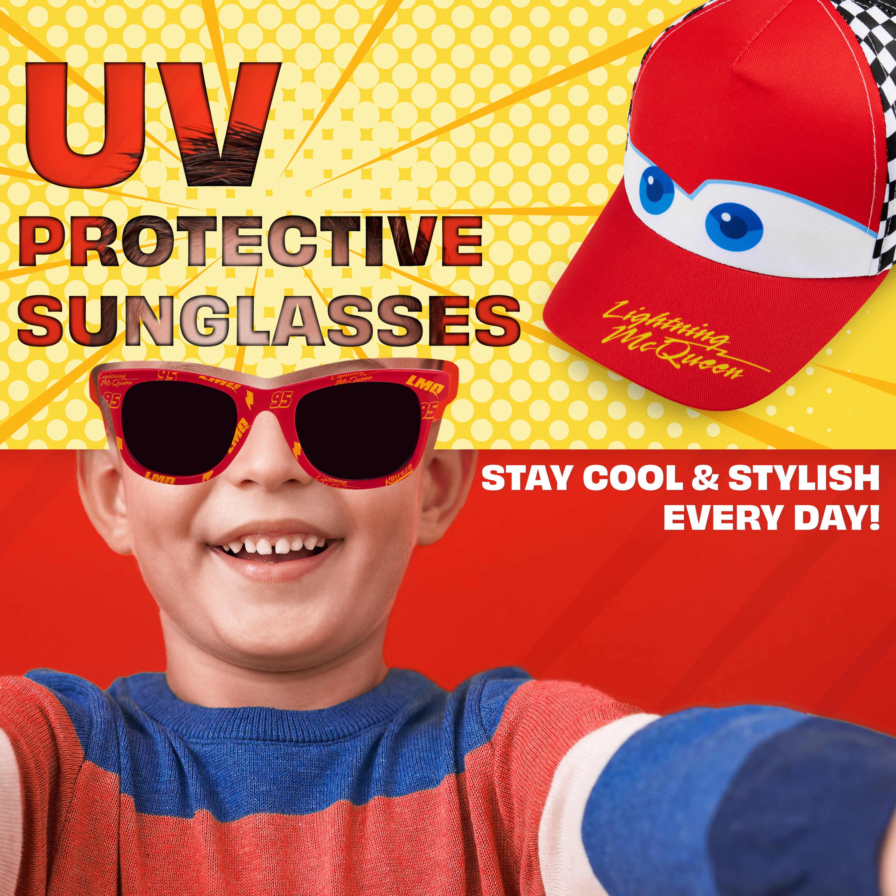 cars-flash-mcqueen-casquette-lunettes-soleil-enfant-uv400 image 3