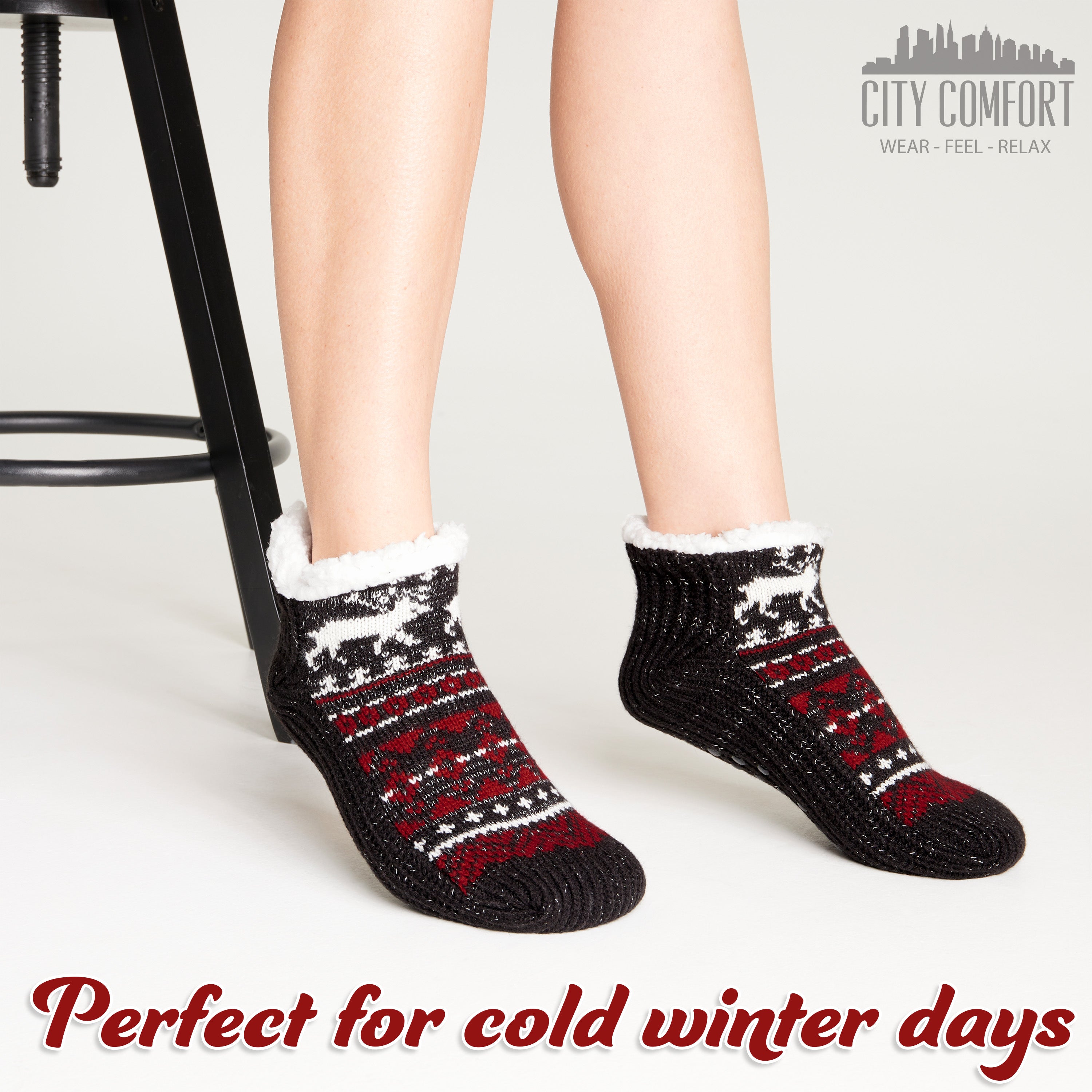 citycomfort-chaussettes-pilou-femme-sherpa-antiderapantes image 7