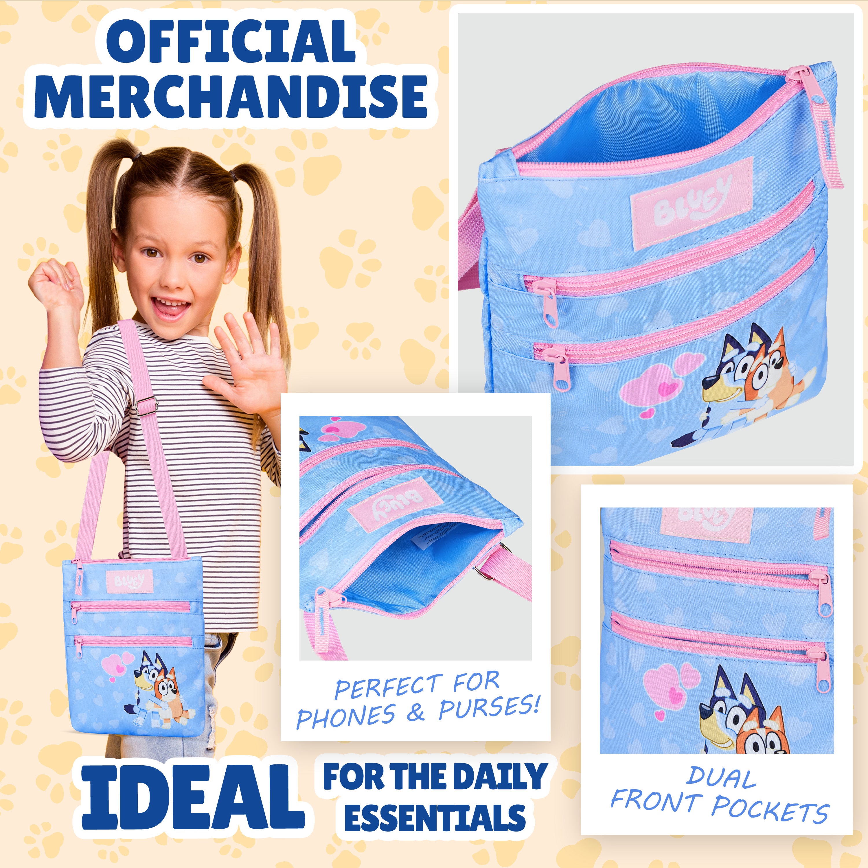 bluey-sac-bandouli-re-fille-3-poches-sangle-r-glable image 3