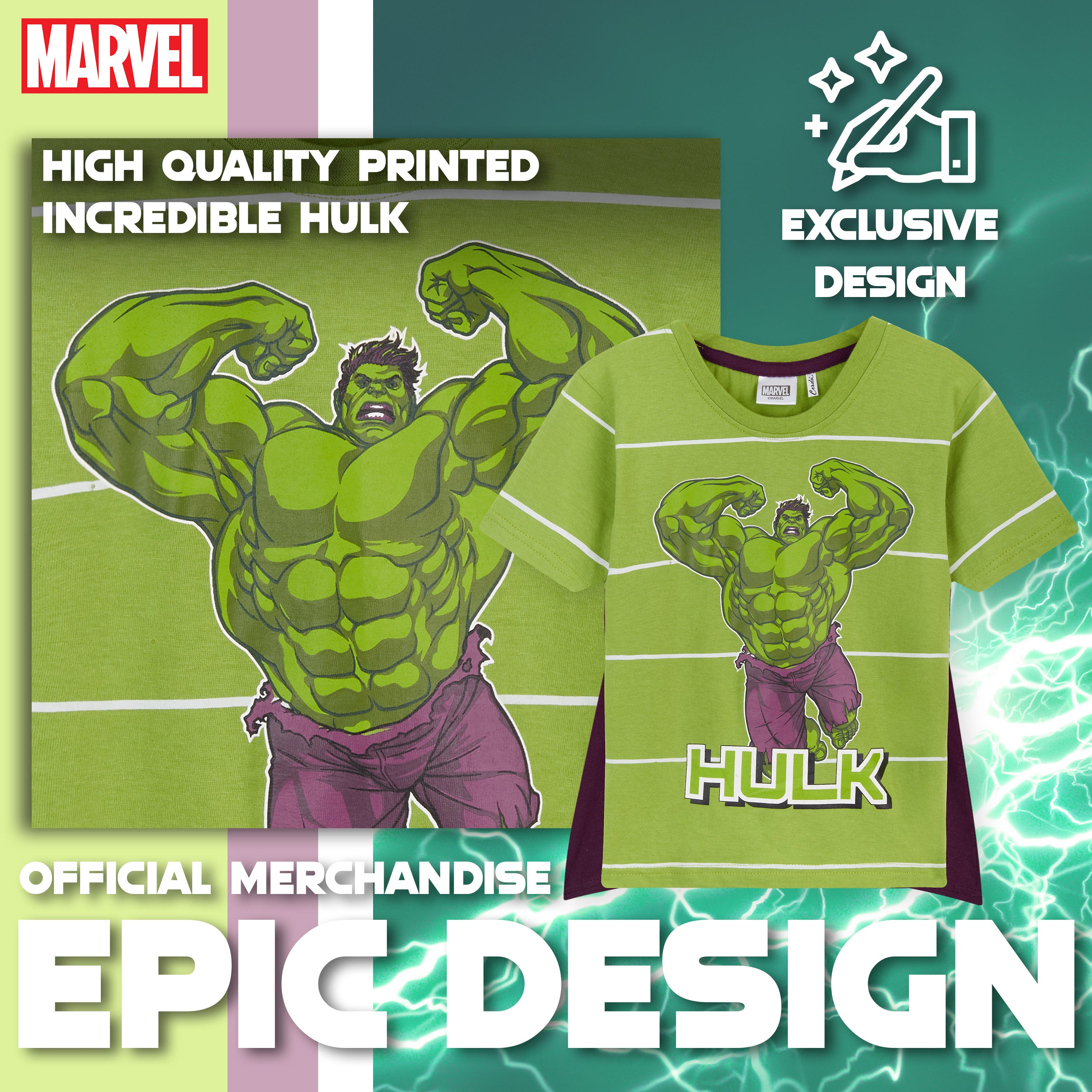 marvel-t-shirt-gar-on-avec-cape-coton-hulk-11-12-ans image 3