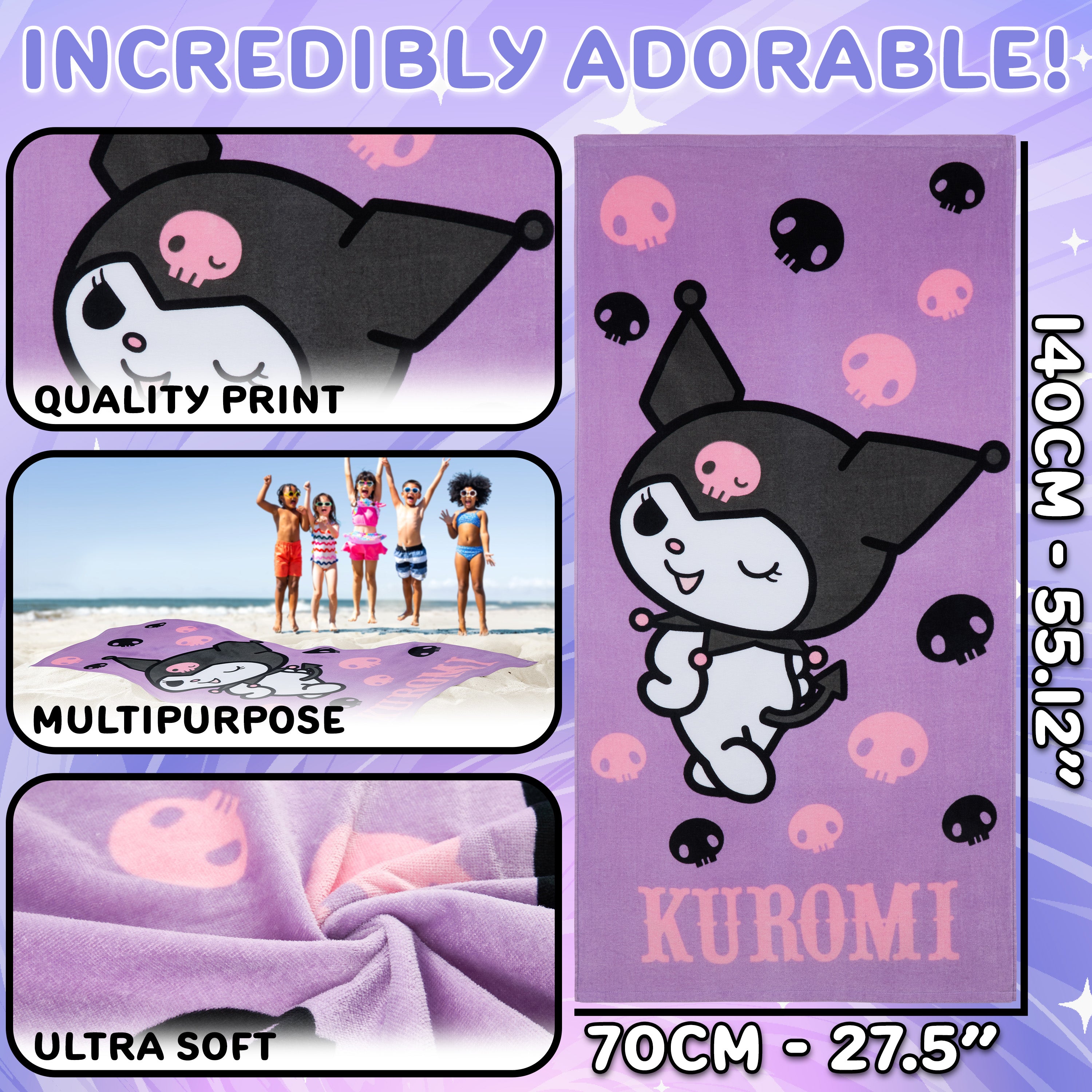 hello-kitty-serviette-plage-violette-70x140-absorbante image 6