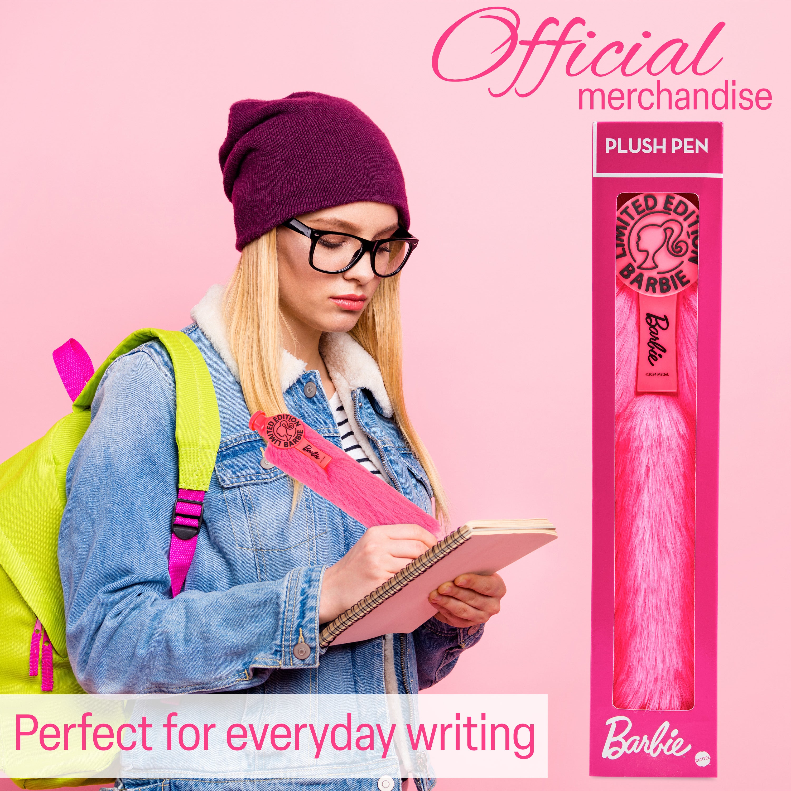 barbie-stylo-bille-pompon-rose-encre-noire-doux image 5
