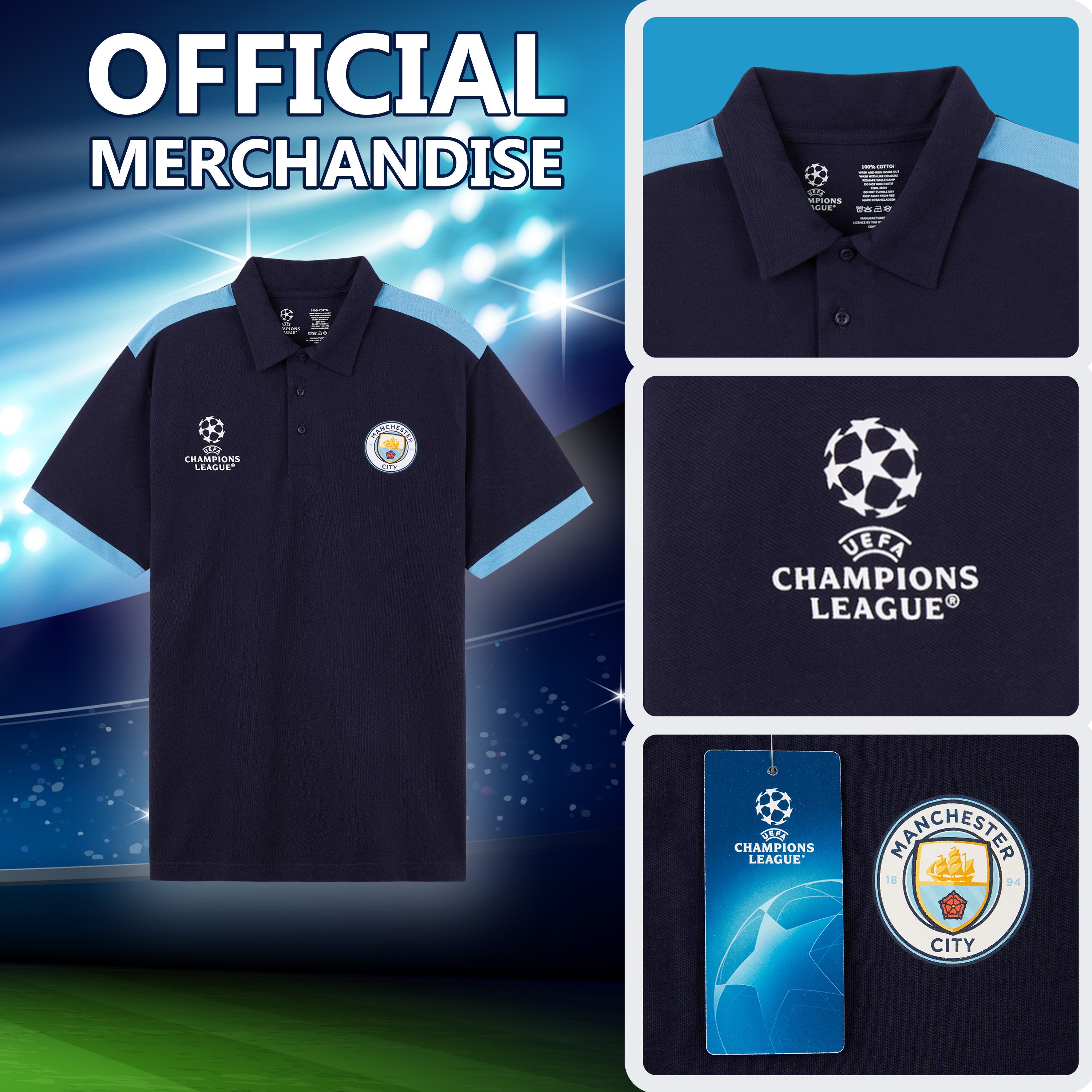 manchester-city-polo-homme-manches-courtes-bleu-taille-m image 4