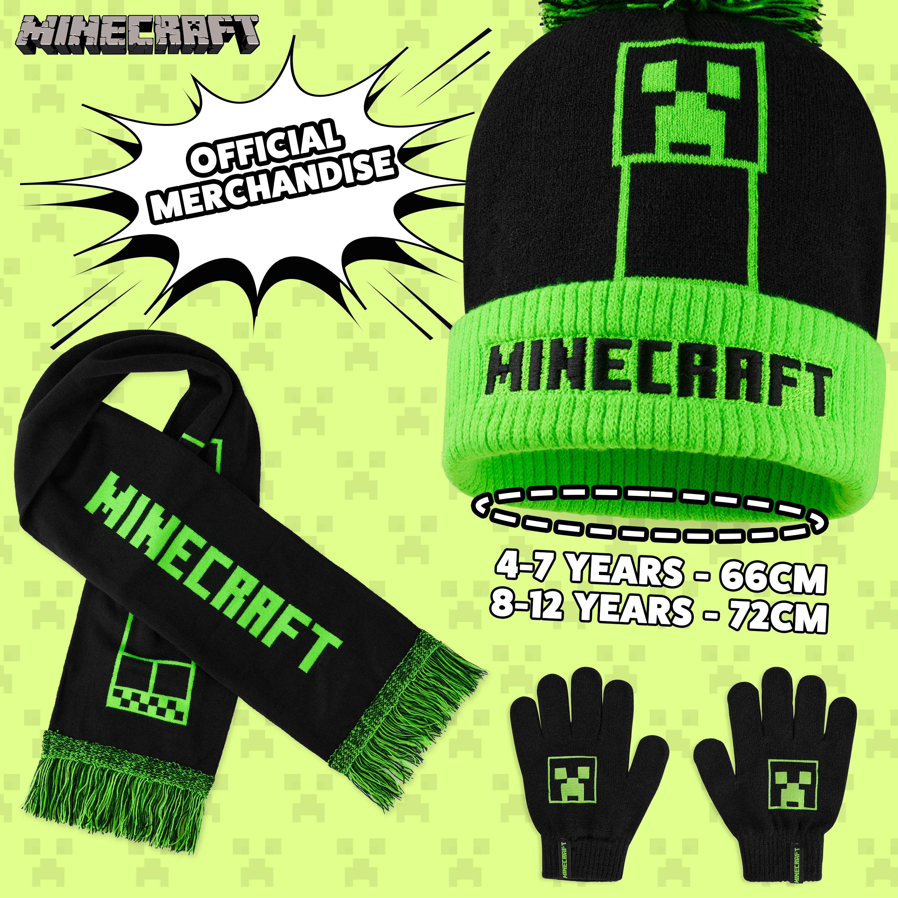 minecraft-ensemble-bonnet-charpe-gants-enfant-junior-4-7-ans image 6