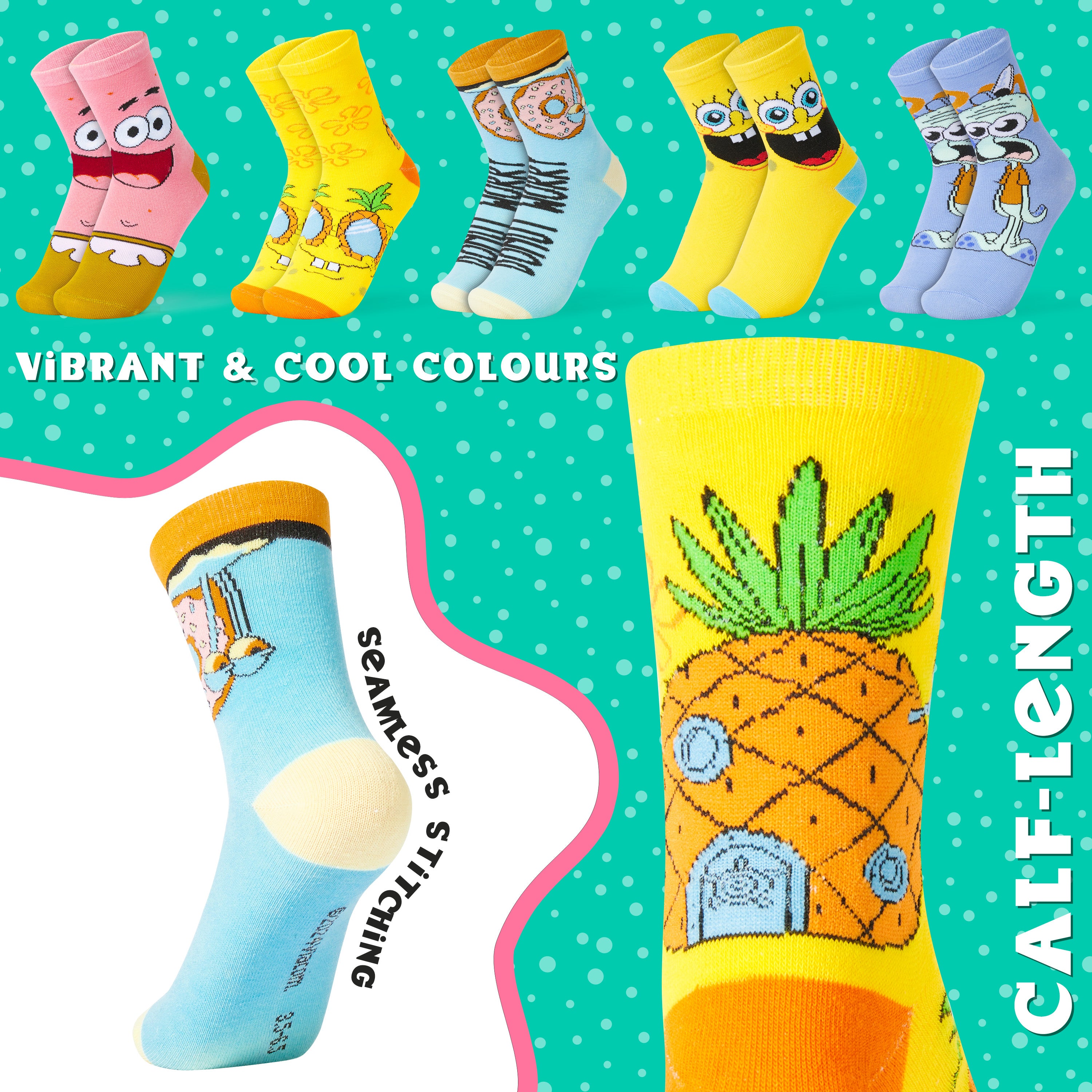 chaussettes-bob-l-ponge-gar-on-hautes-coton-lot-de-5 image 4