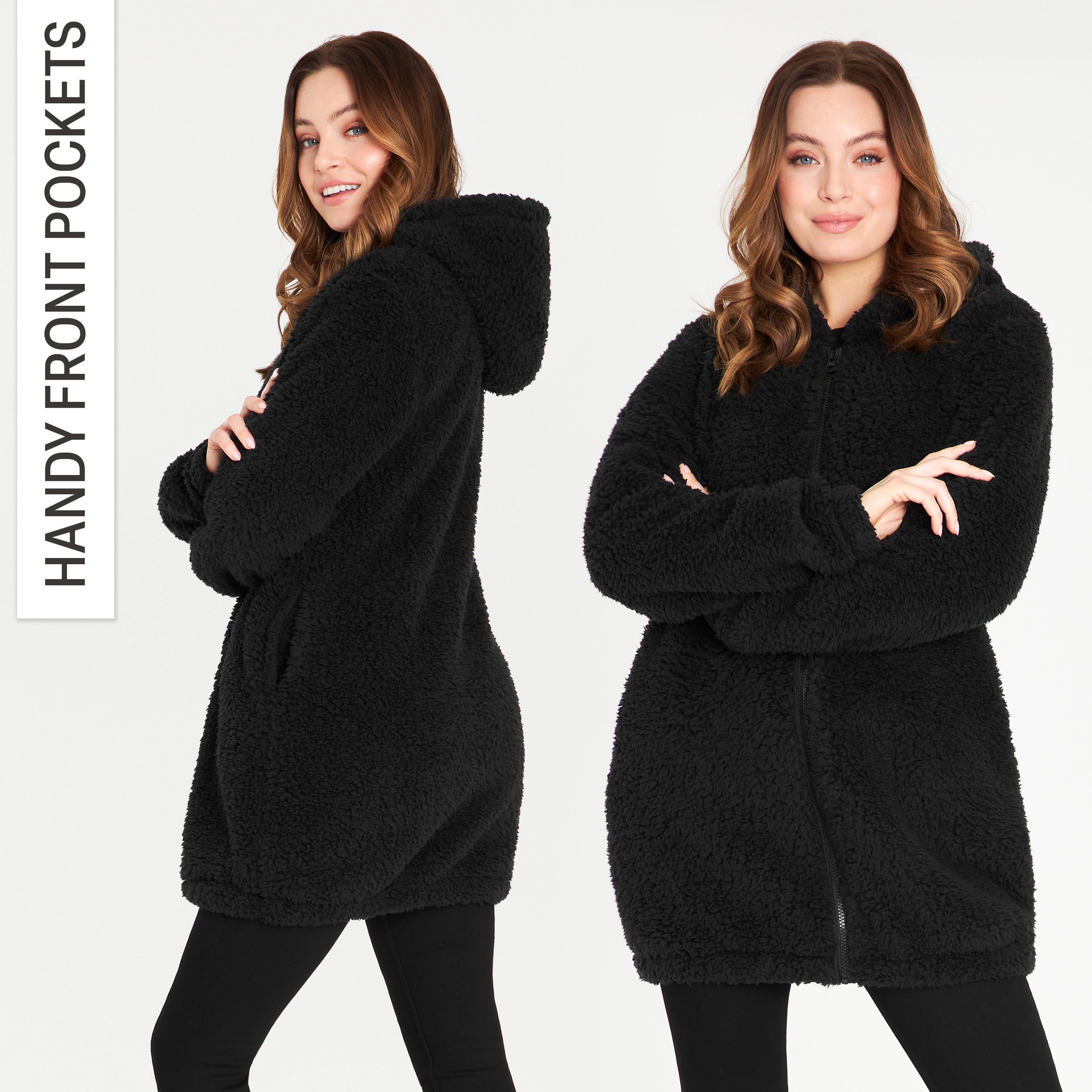 citycomfort-hoodie-femme-polaire-teddy-pilou-noir-gris-s-xl image 6