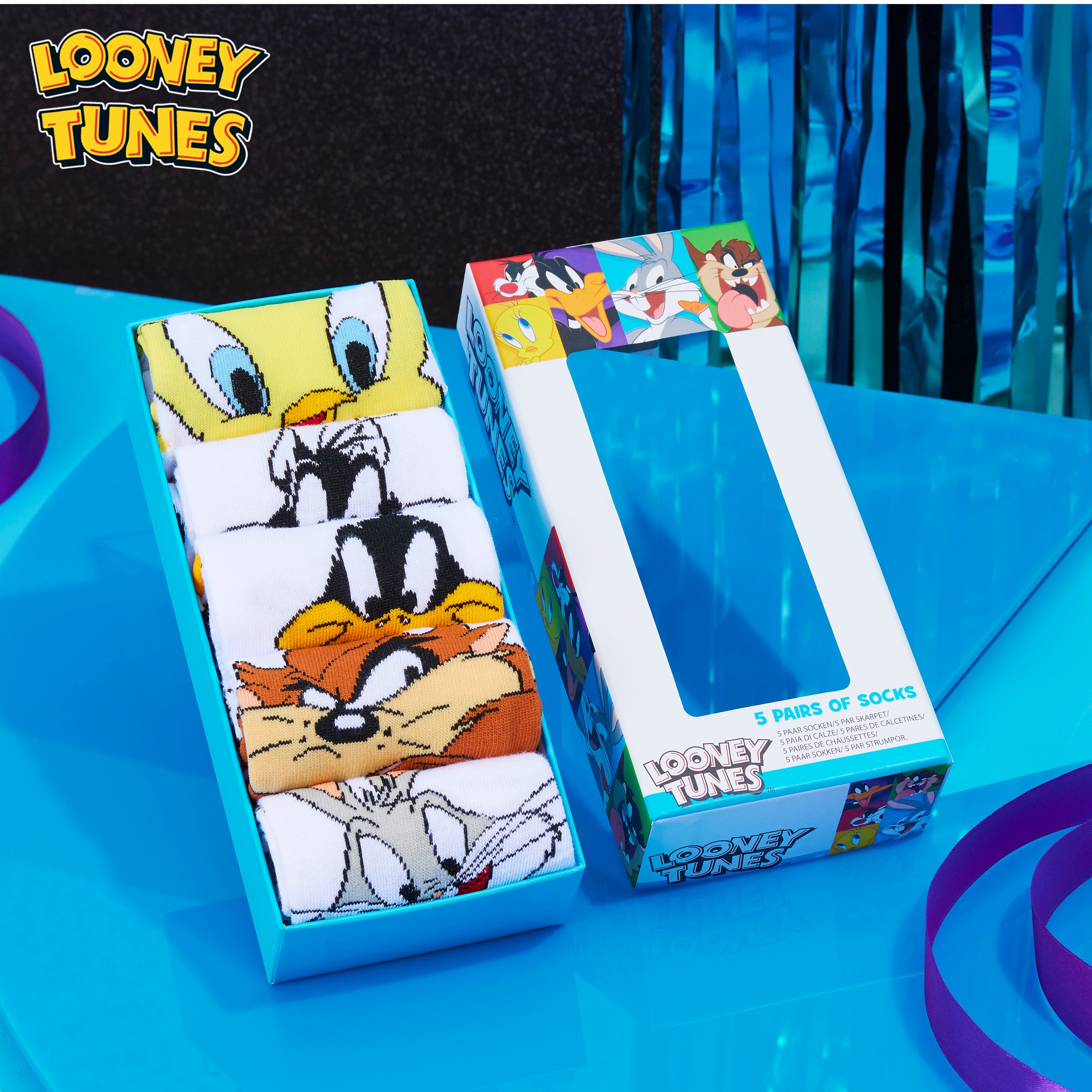 looney-tunes-chaussettes-homme-lot-5-coton-mi-mollet image 2