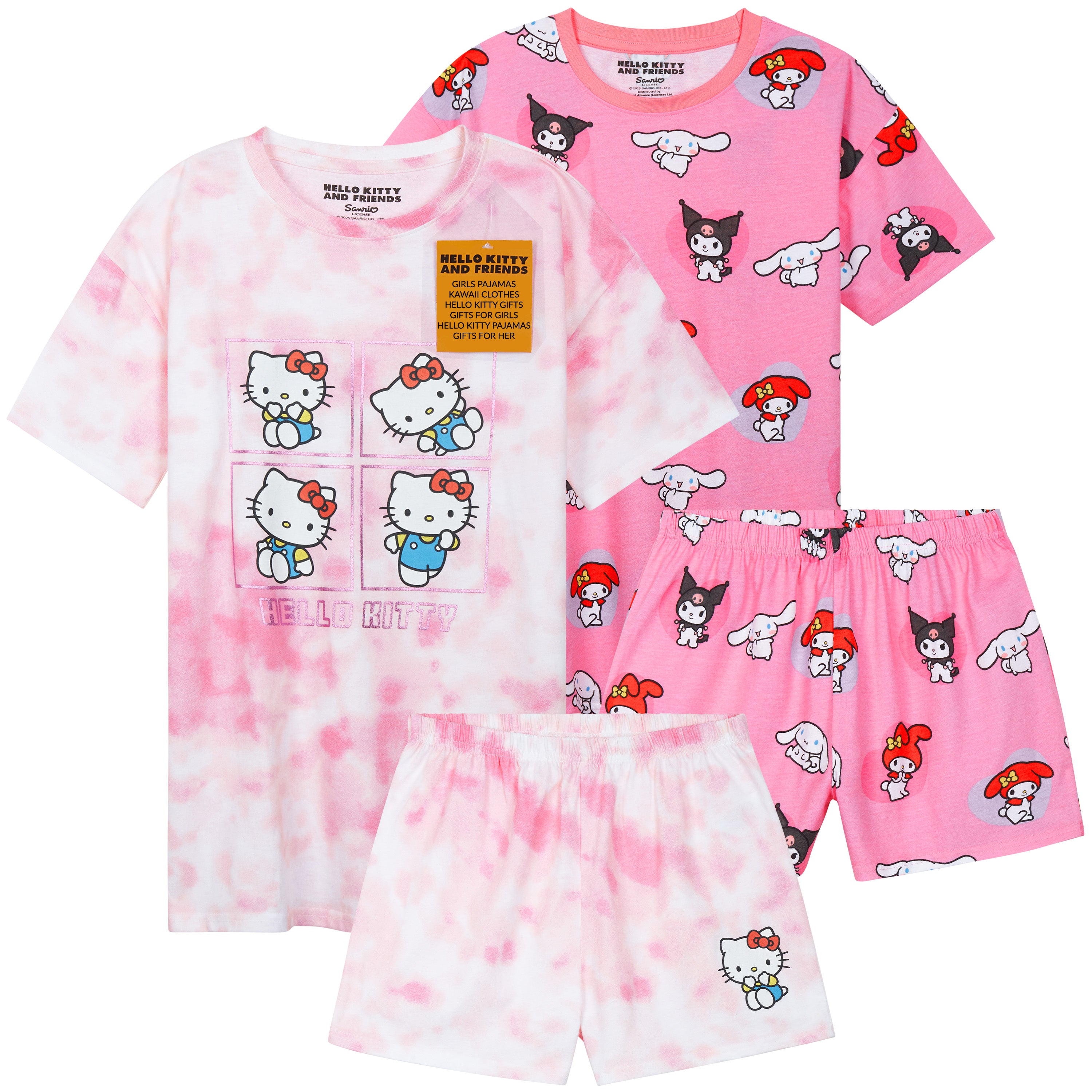 hello-kitty-pyjama-short-fille-lot-2-tee-shirt-et-short-coton image 1