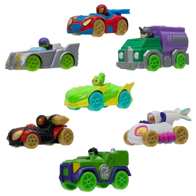 marvel-spidey-et-ses-amis-pack-7-v-hicules-m-tal-7-5-cm image 1