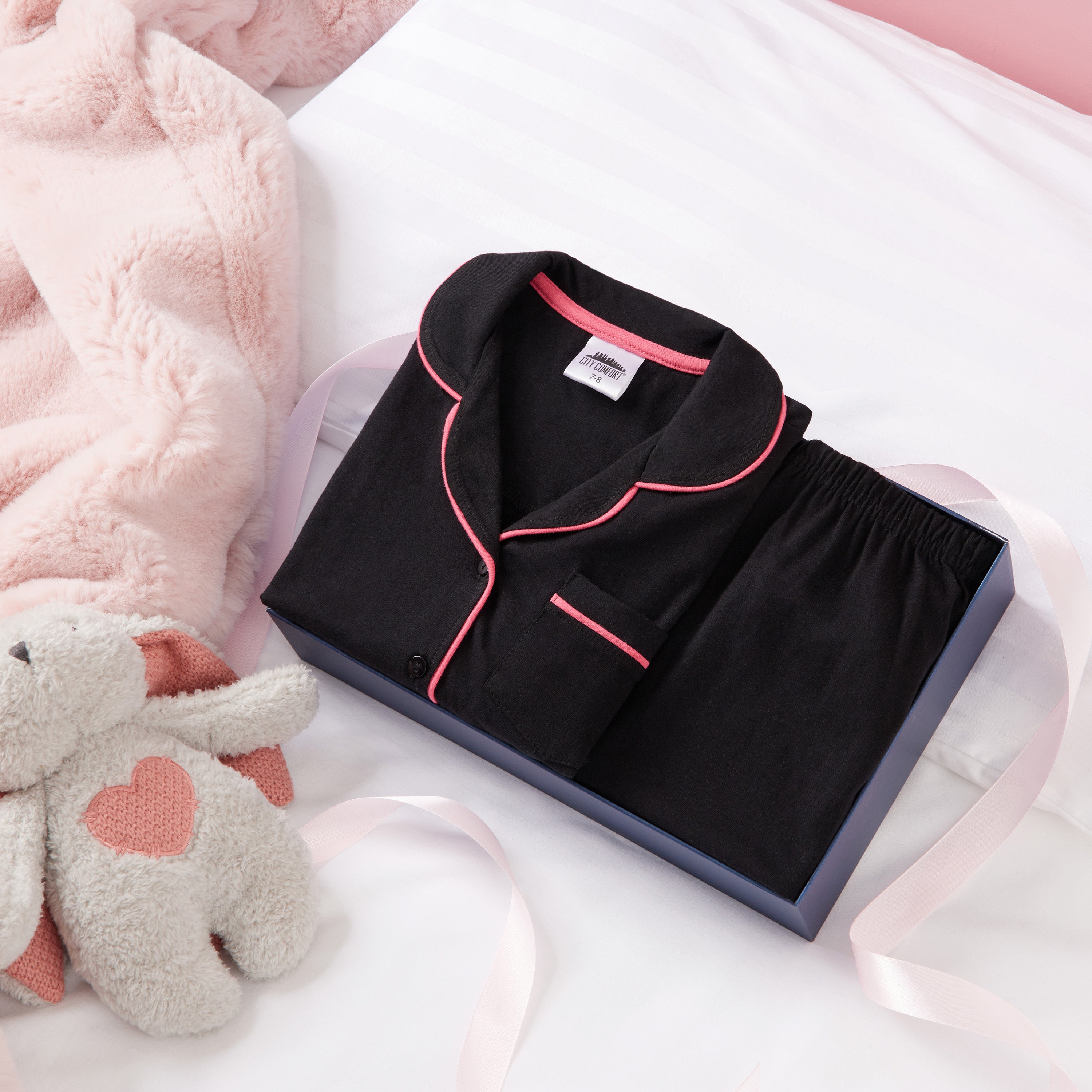 citycomfort-pyjama-fille-court-coton-t-boutons-gris image 7