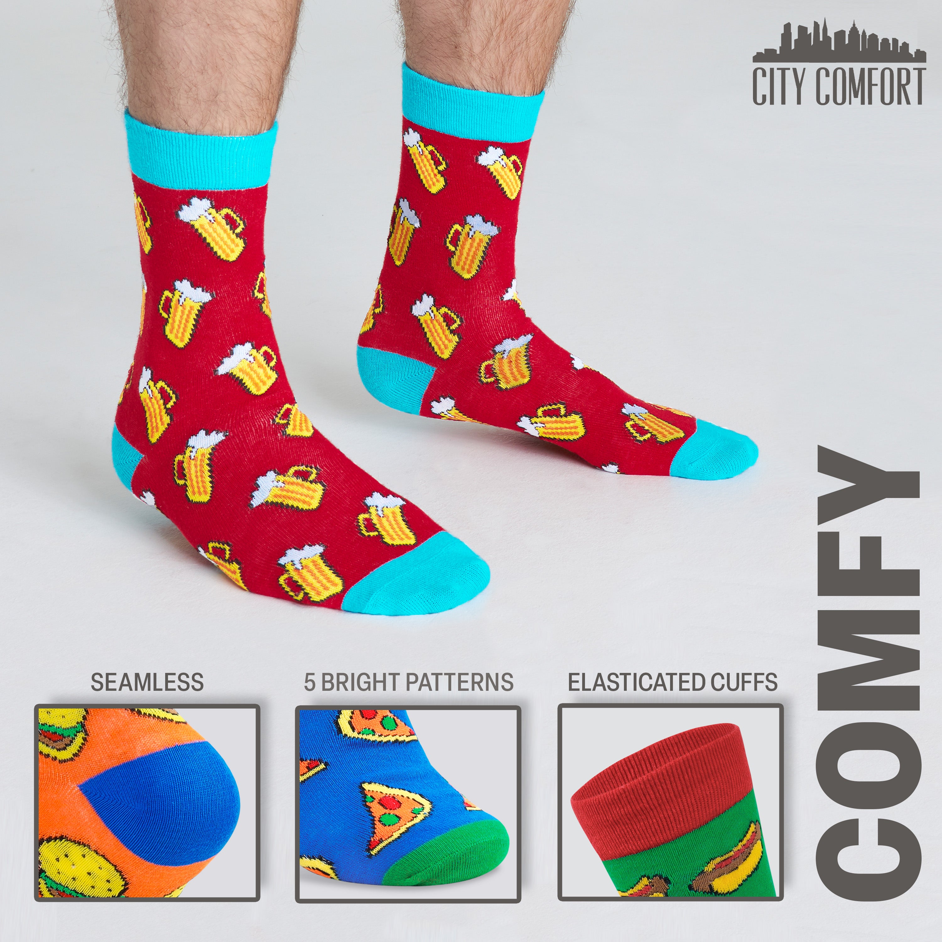citycomfort-lot-5-paires-chaussettes-homme-fantaisie-coton image 5