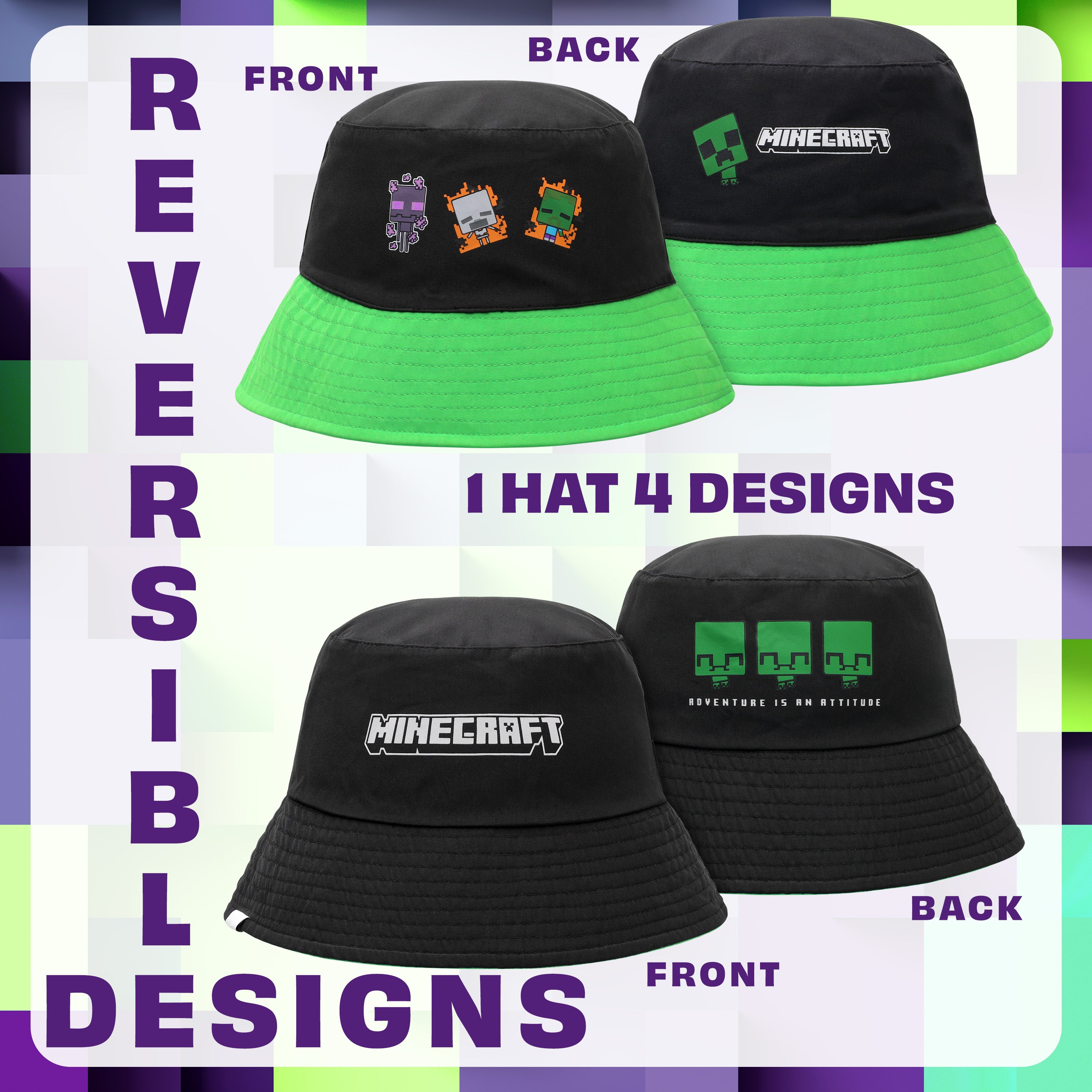 minecraft-bob-enfant-chapeau-soleil-l-ger-motif-gaming image 5