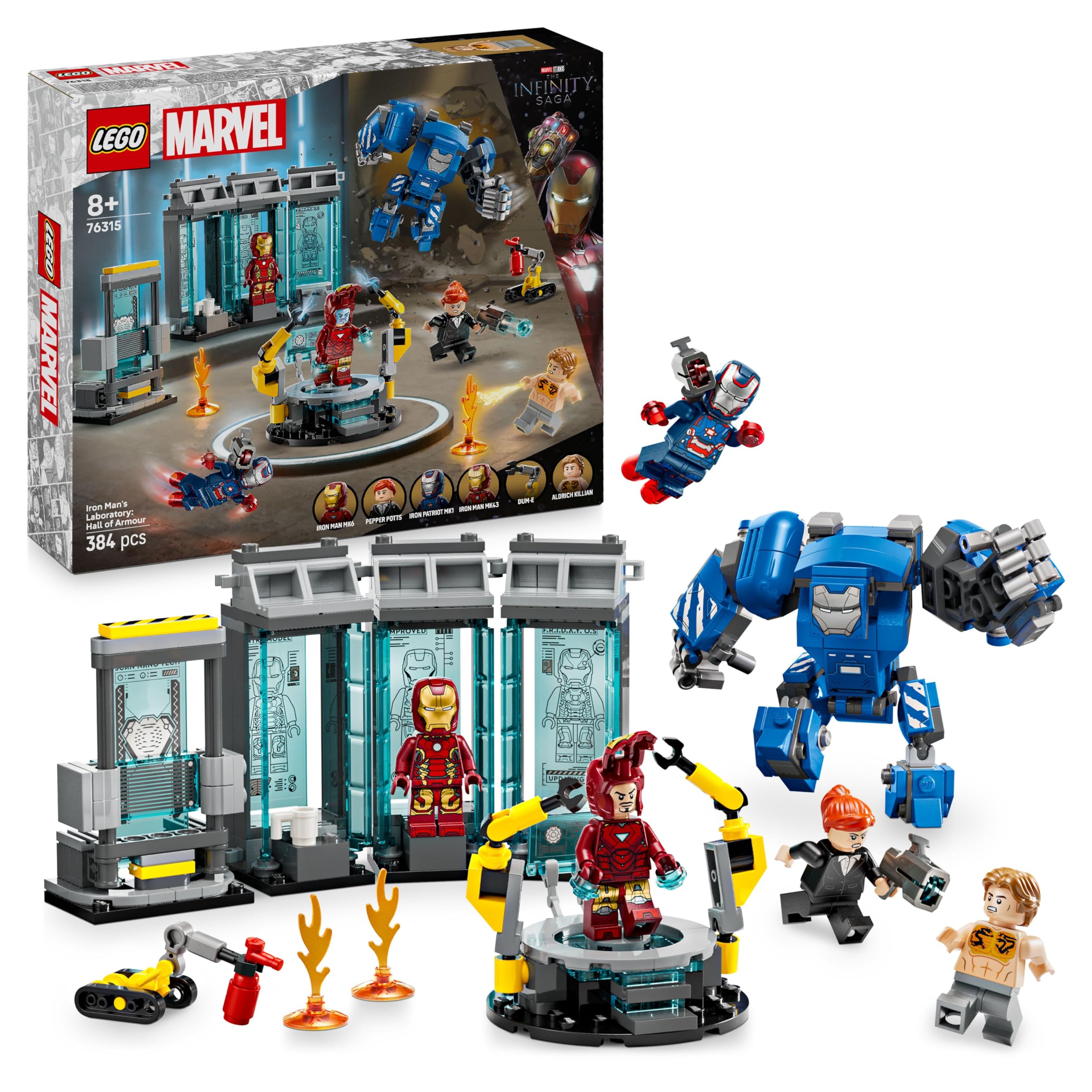 lego-marvel-76315-laboratoire-iron-man-salle-des-armures-8-ans image 1