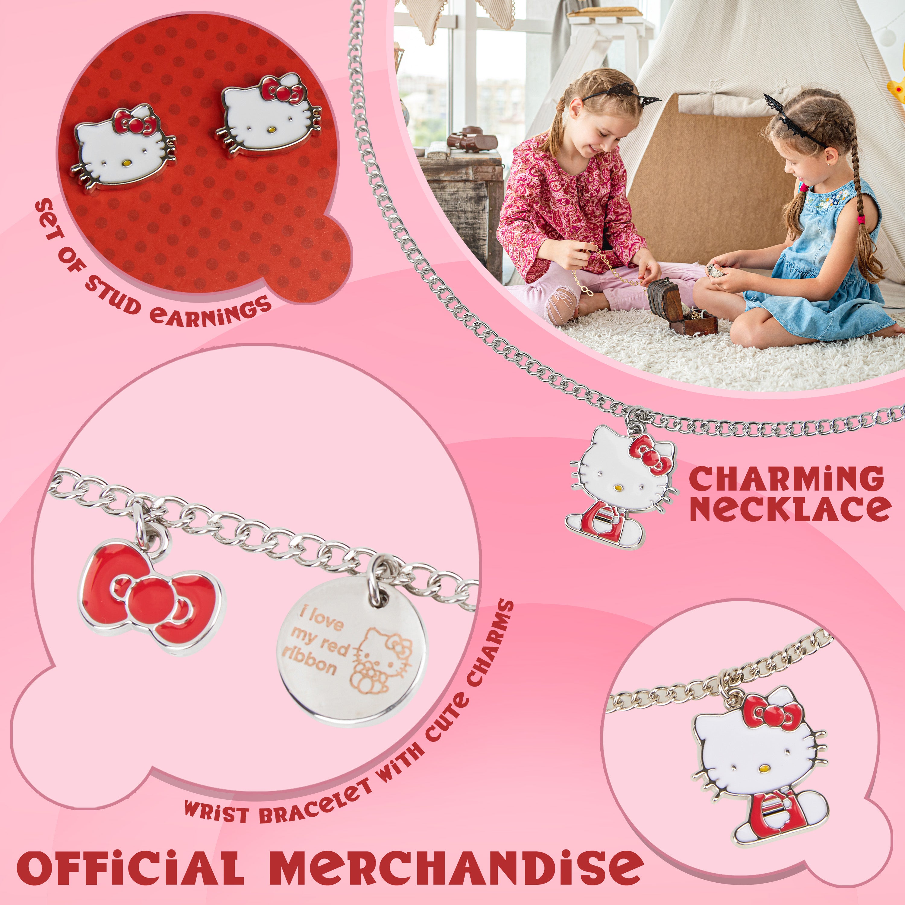 hello-kitty-girls-parure-bijoux-fille-argent-3-pi-ces image 4